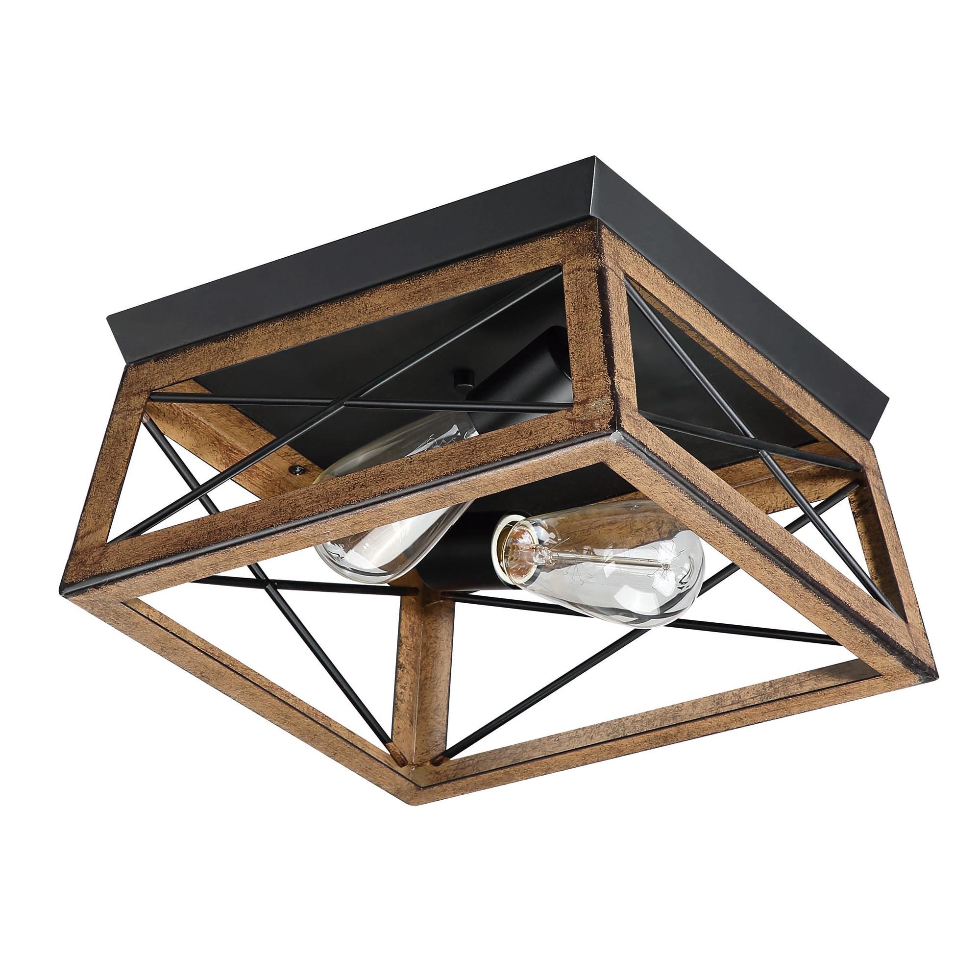 2-Light Farmhouse Close to Ceiling Light Fixture, Flush Mount Ceiling Light for Kitchen, Dining Room, Living Room, Hallway