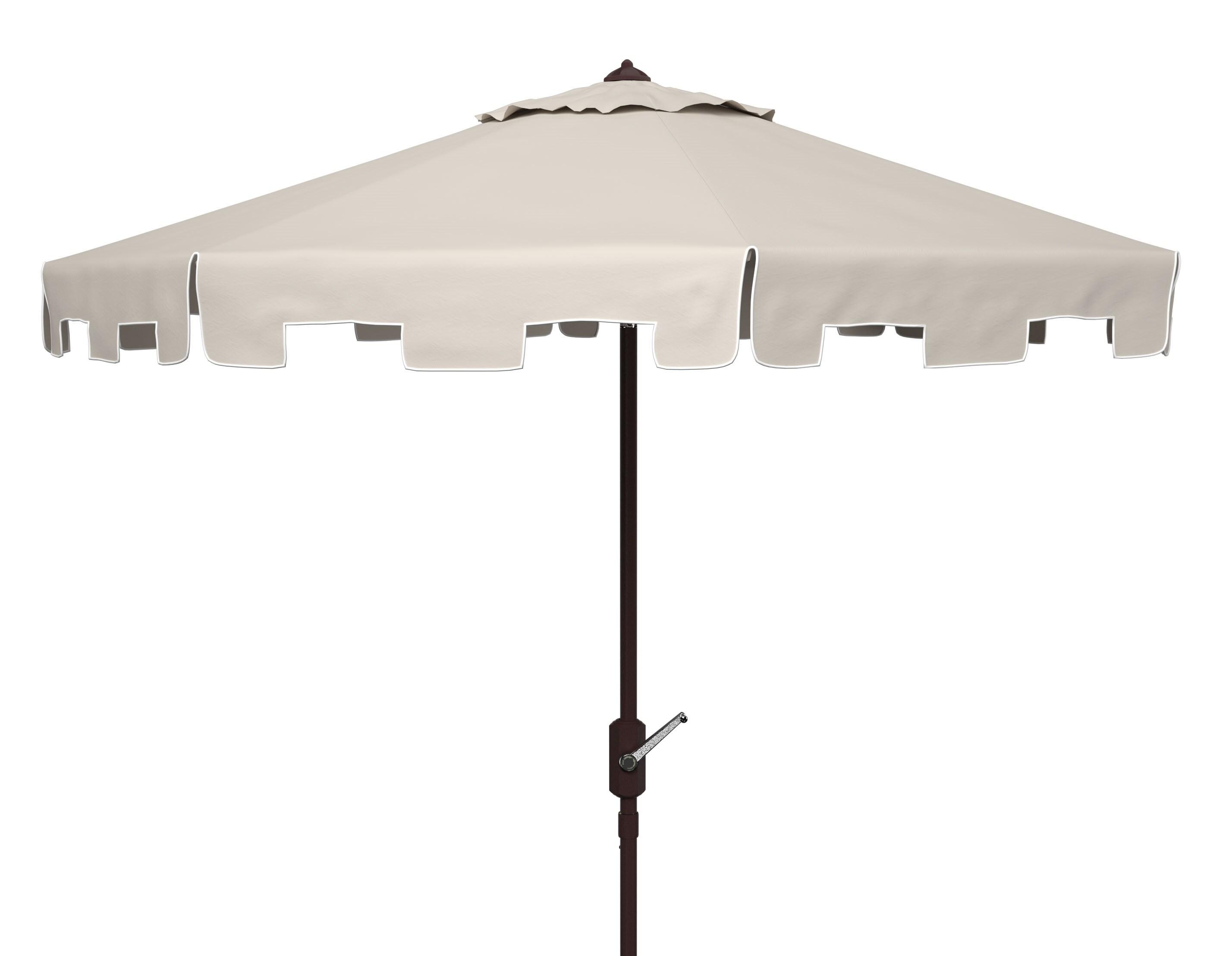 Zimmerman 11Ft Round Market Umbrella - PAT8100 - Beige/White - Safavieh