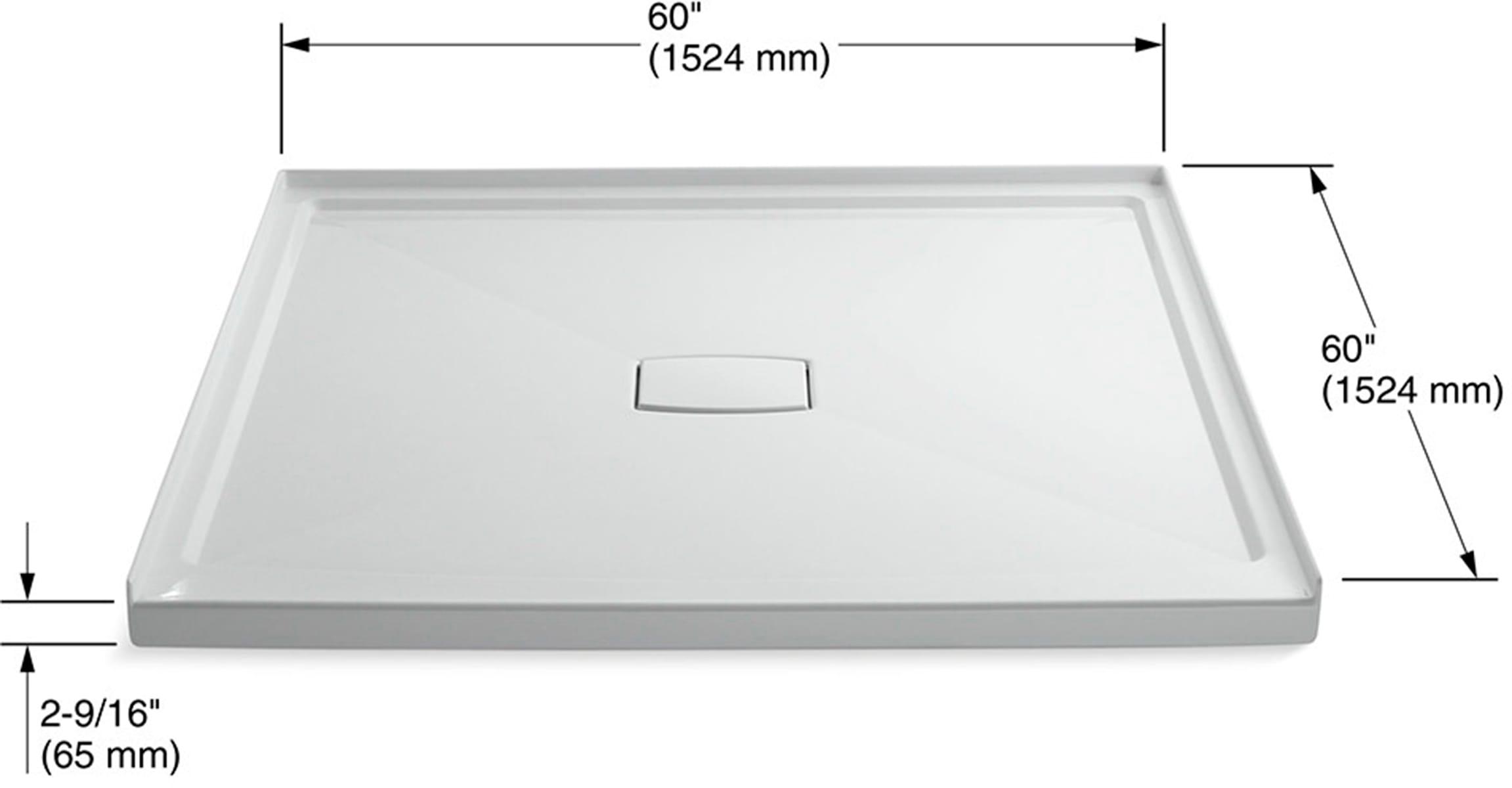 Archer® 60" x 60" Single Threshold Acrylic Alcove Shower Base, Center Drain