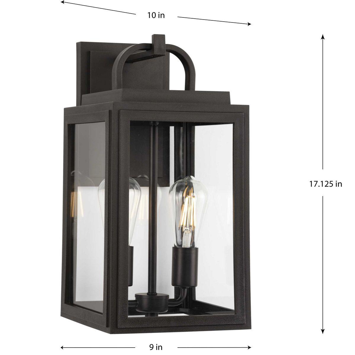 Progress Lighting Grandbury 2-Light Outdoor Hanging Lantern in Antique Bronze with Clear Glass Panels