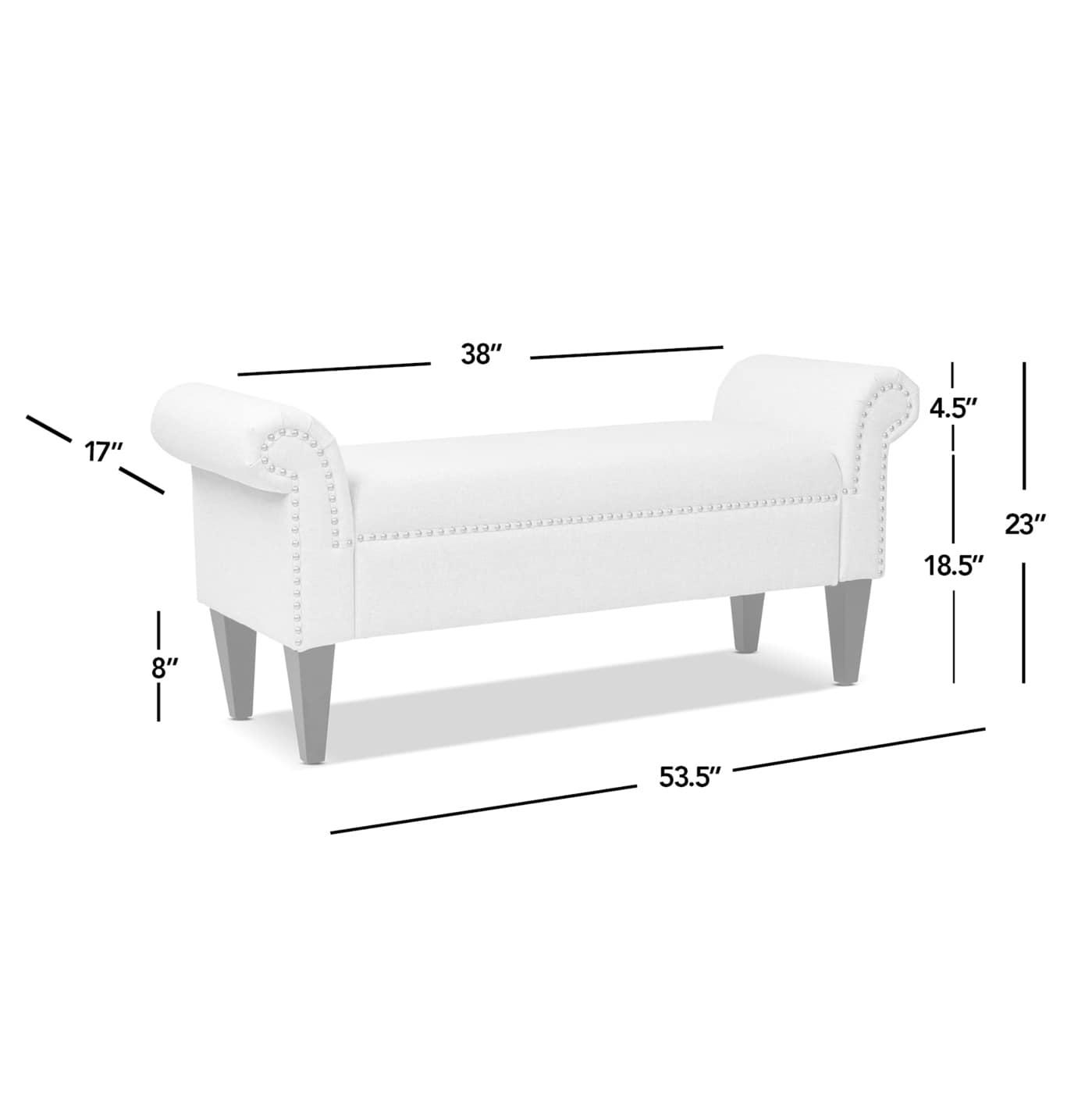 Kathy Roll Arm Entryway Accent Bench Vintage Black Brown Faux Leather