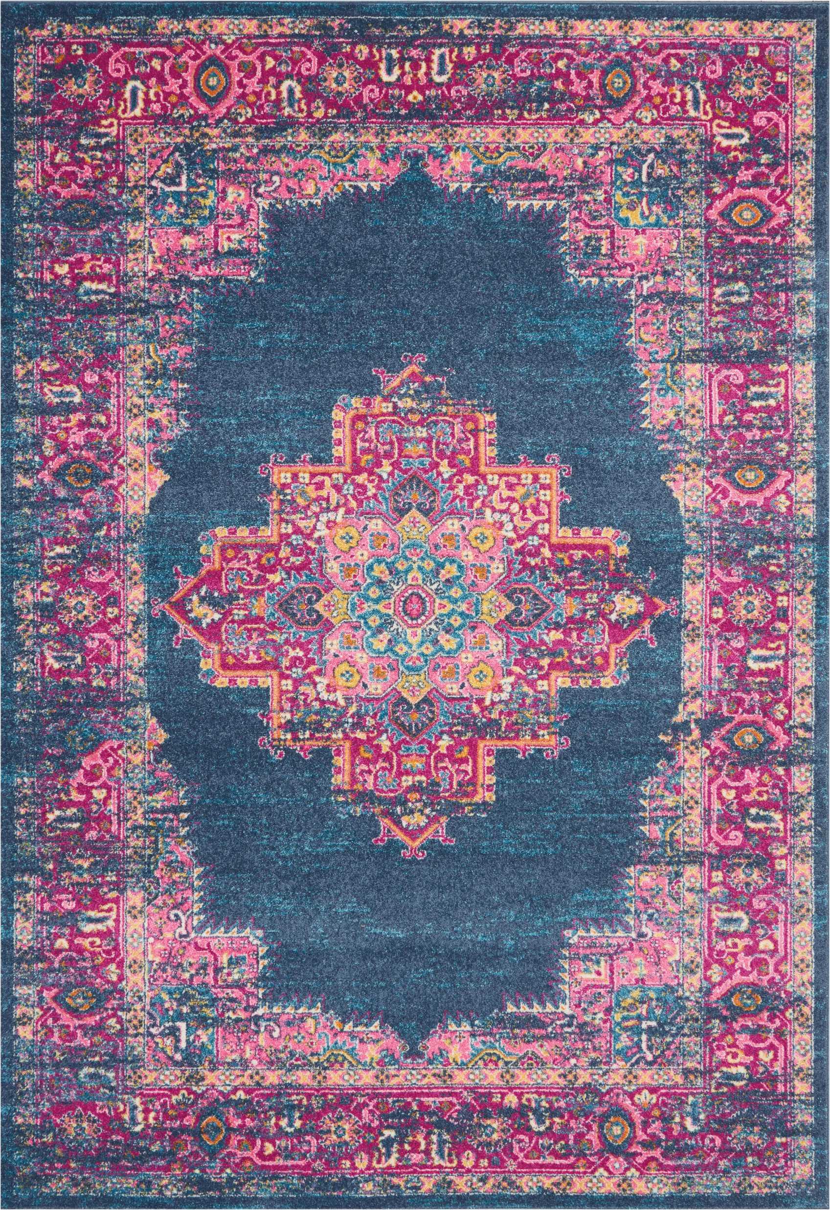 Nourison Passion Medallion Bohemian Indoor Rug Blue 6'7" x 9'6"