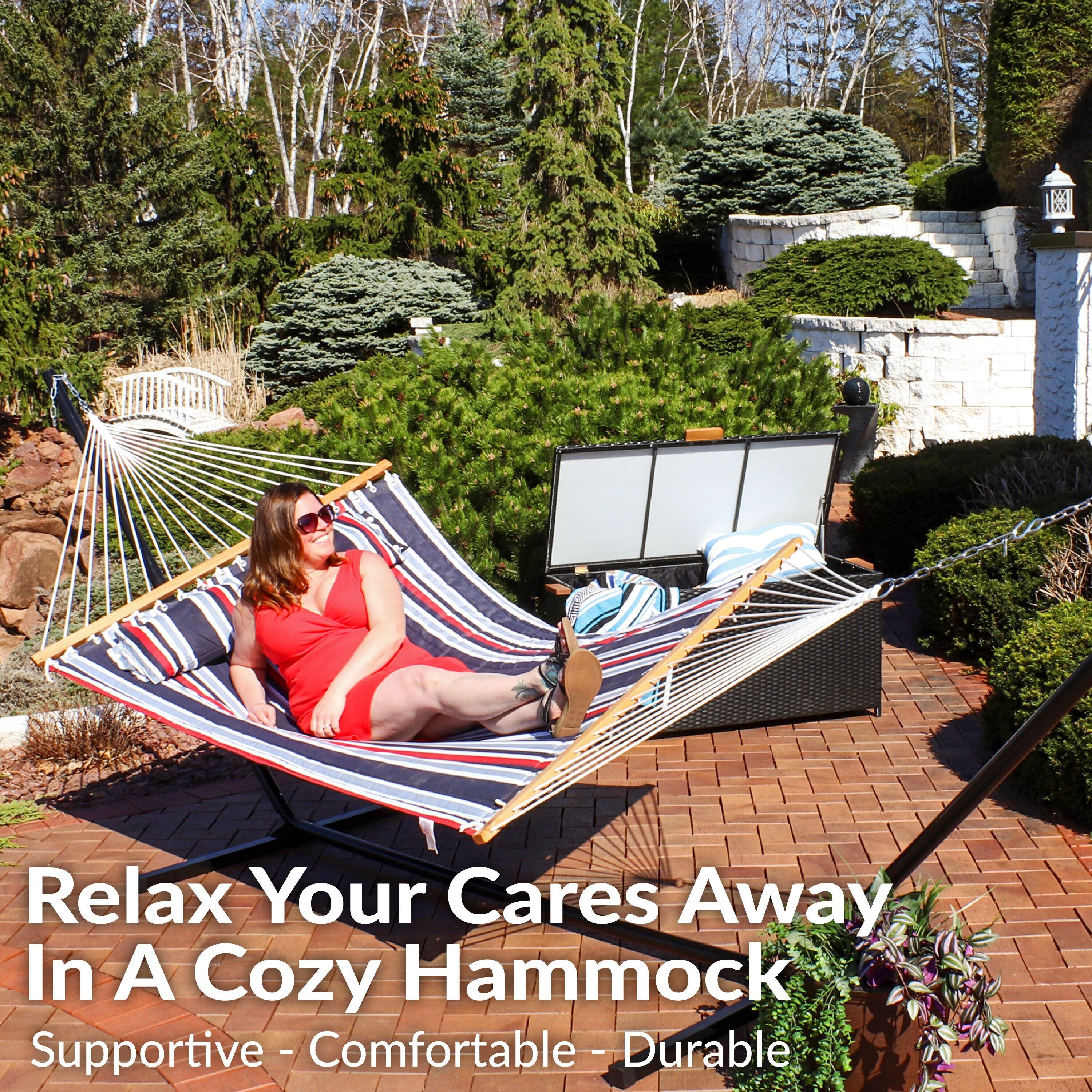 2-Person Quilted Polyester Spreader Bar Hammock