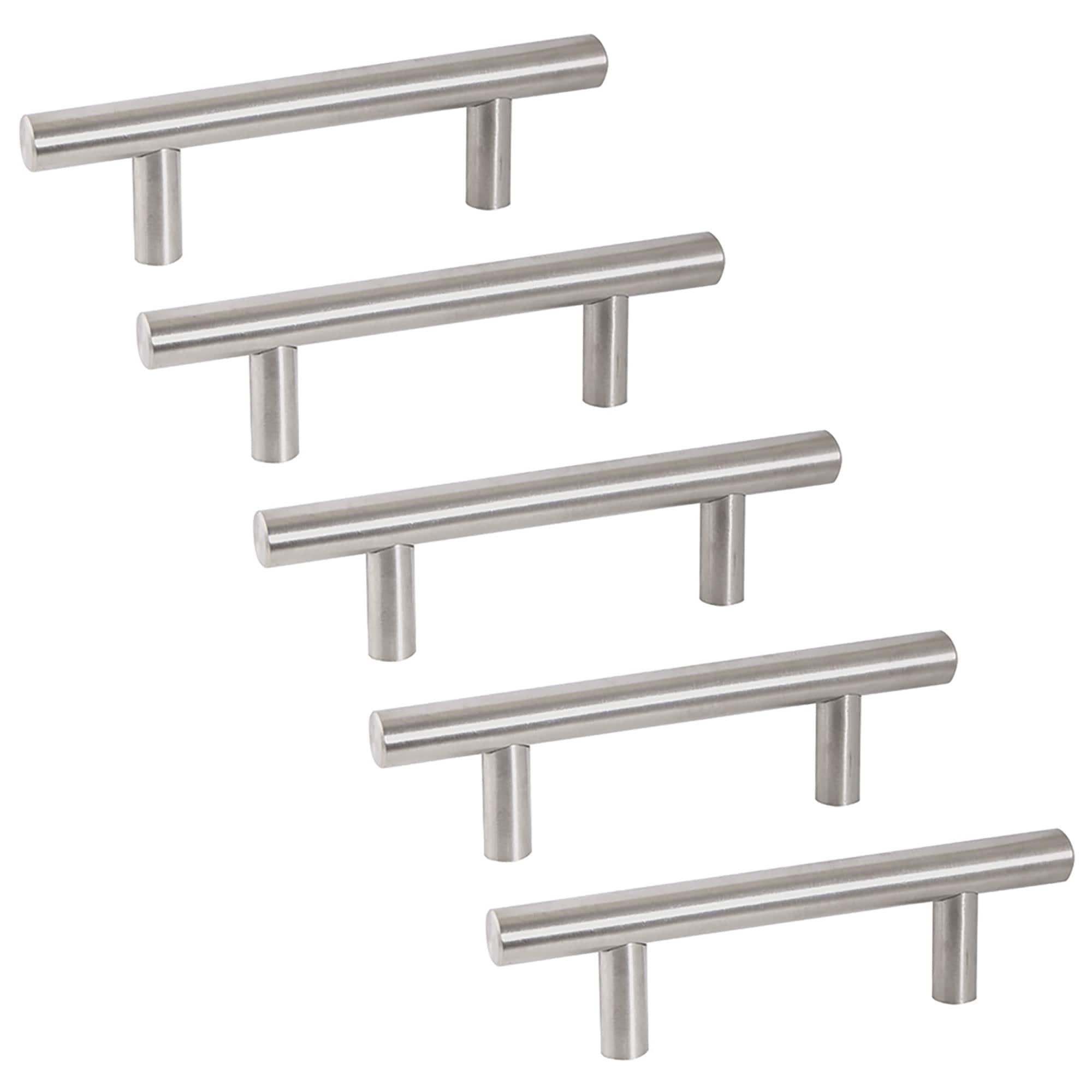 Brushed Nickel Steel Bar Drawer Pull with Mounting Hardware