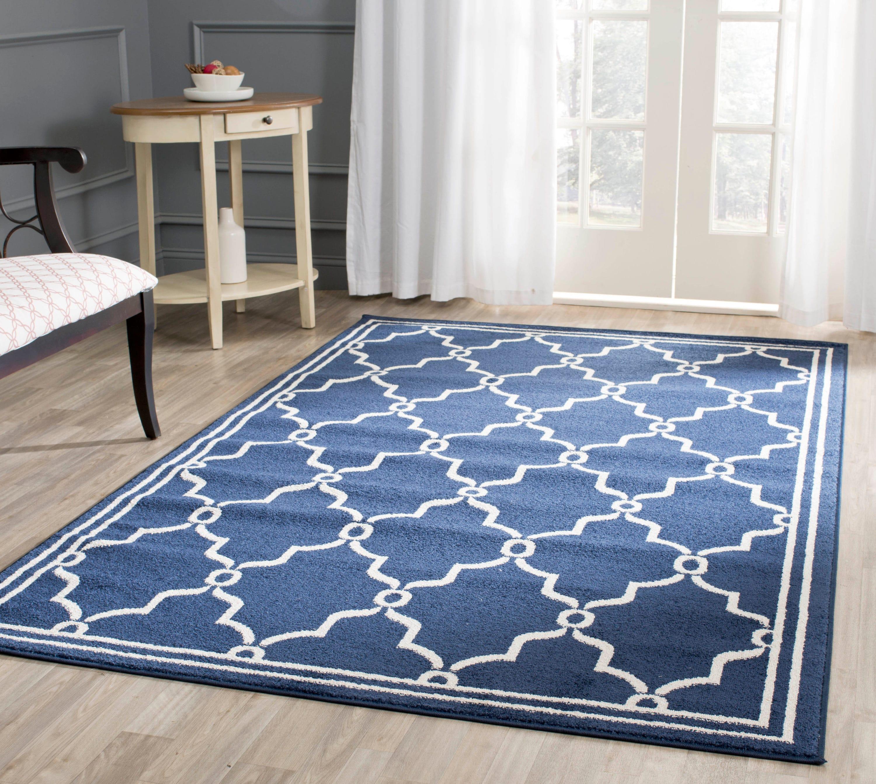 Amherst AMT414 Power Loomed Indoor Area Rug - Navy/Beige - 6'x9' - Safavieh