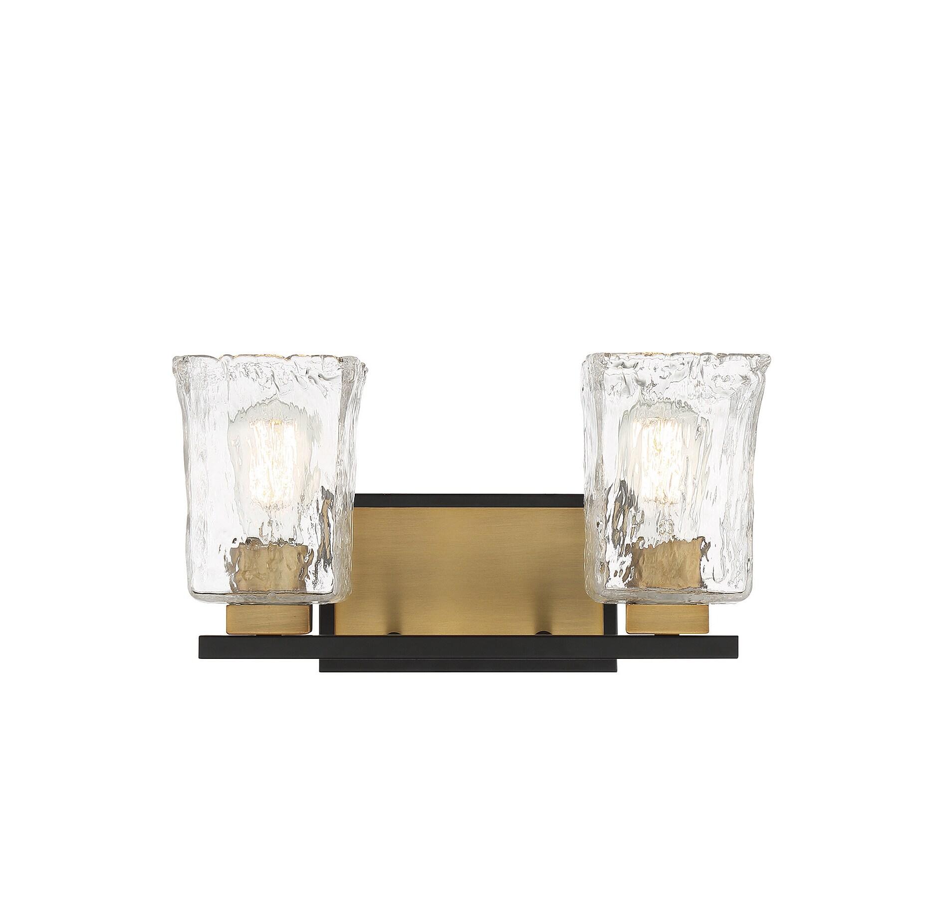 Matte Black and Brass 2-Light Bathroom Vanity Fixture