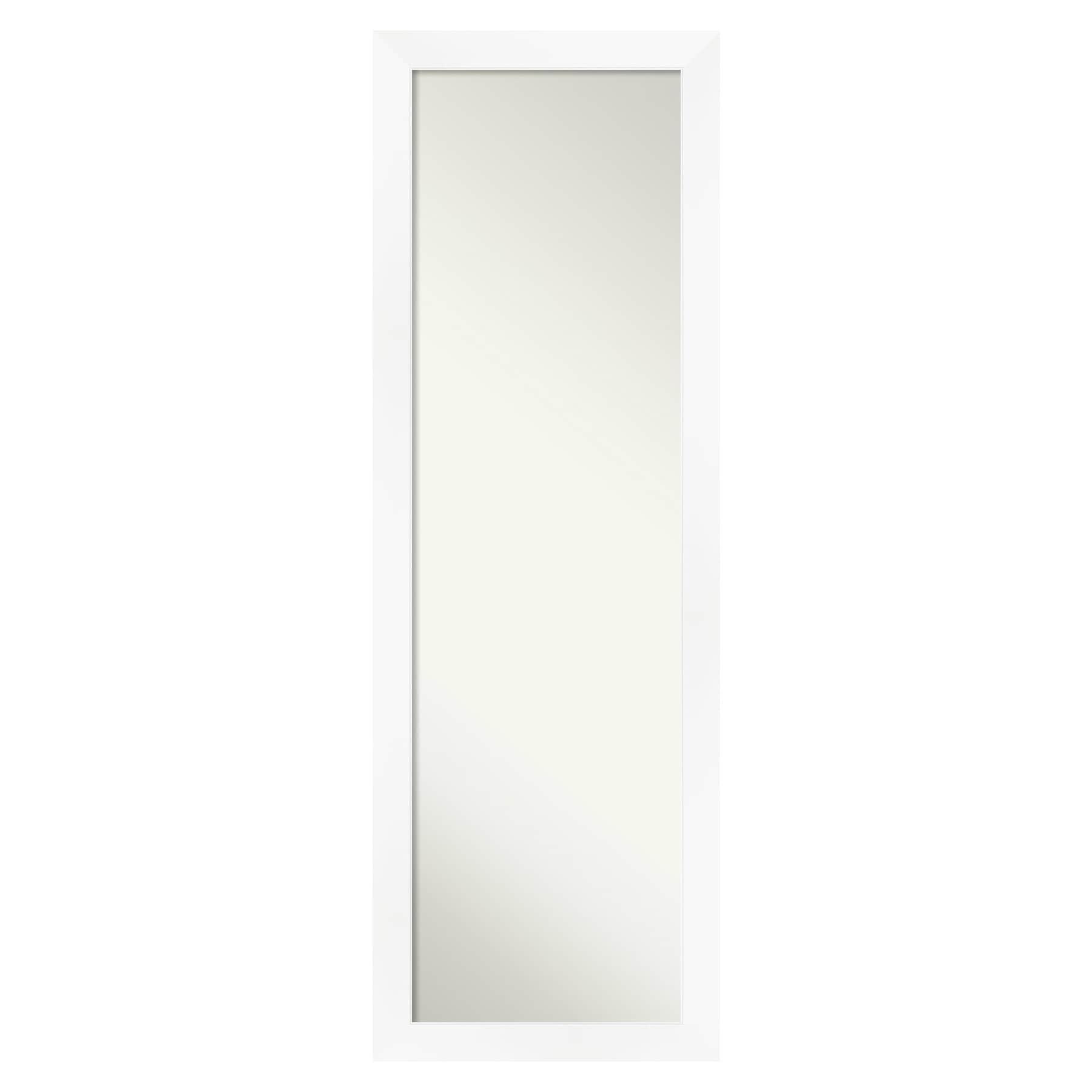 17" x 51" Non-Beveled Cabinet White Narrow Full Length on The Door Mirror - Amanti Art: Bedroom Body Mirror, Easy to Hang