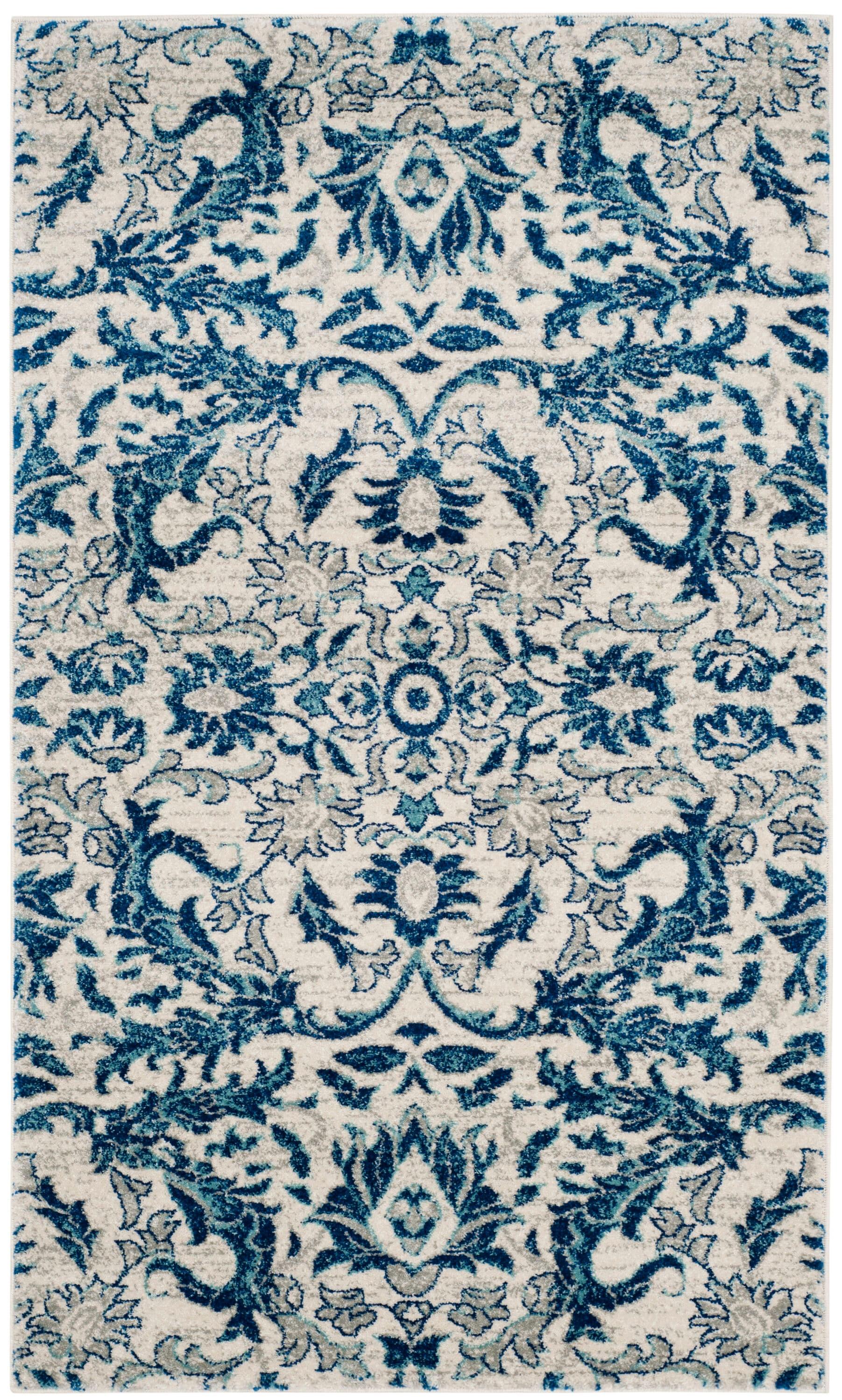 Evoke EVK238 Power Loomed Accent Rug - Ivory/Blue - 3'x5' - Safavieh.