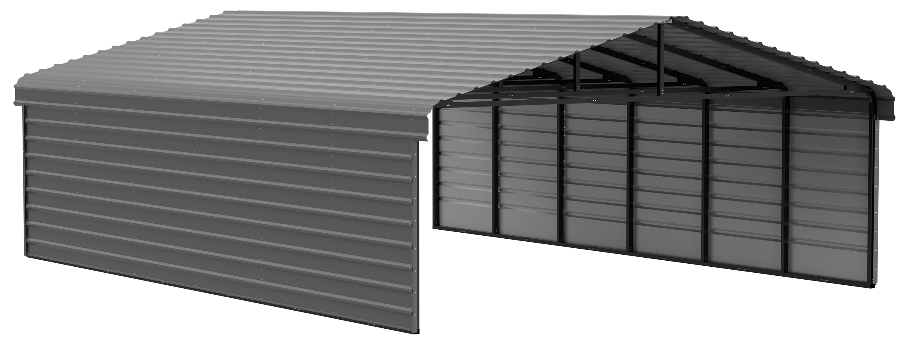 Arrow Arrow Steel Carport with 2 Side Wall Kits, 20x29x07