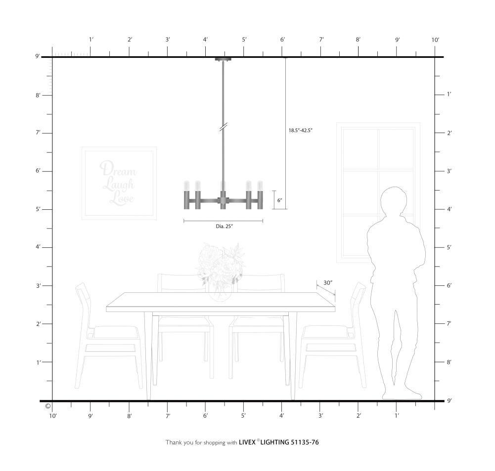 Livex Lighting - Copenhagen - 5 Light Chandelier in Mid Century Modern Style -