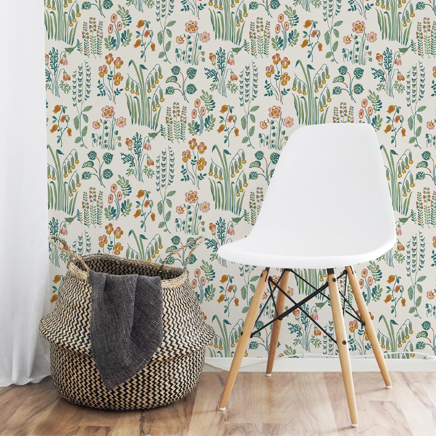 Multicolor Floral Self-Adhesive Removable Peel and Stick Wallpaper