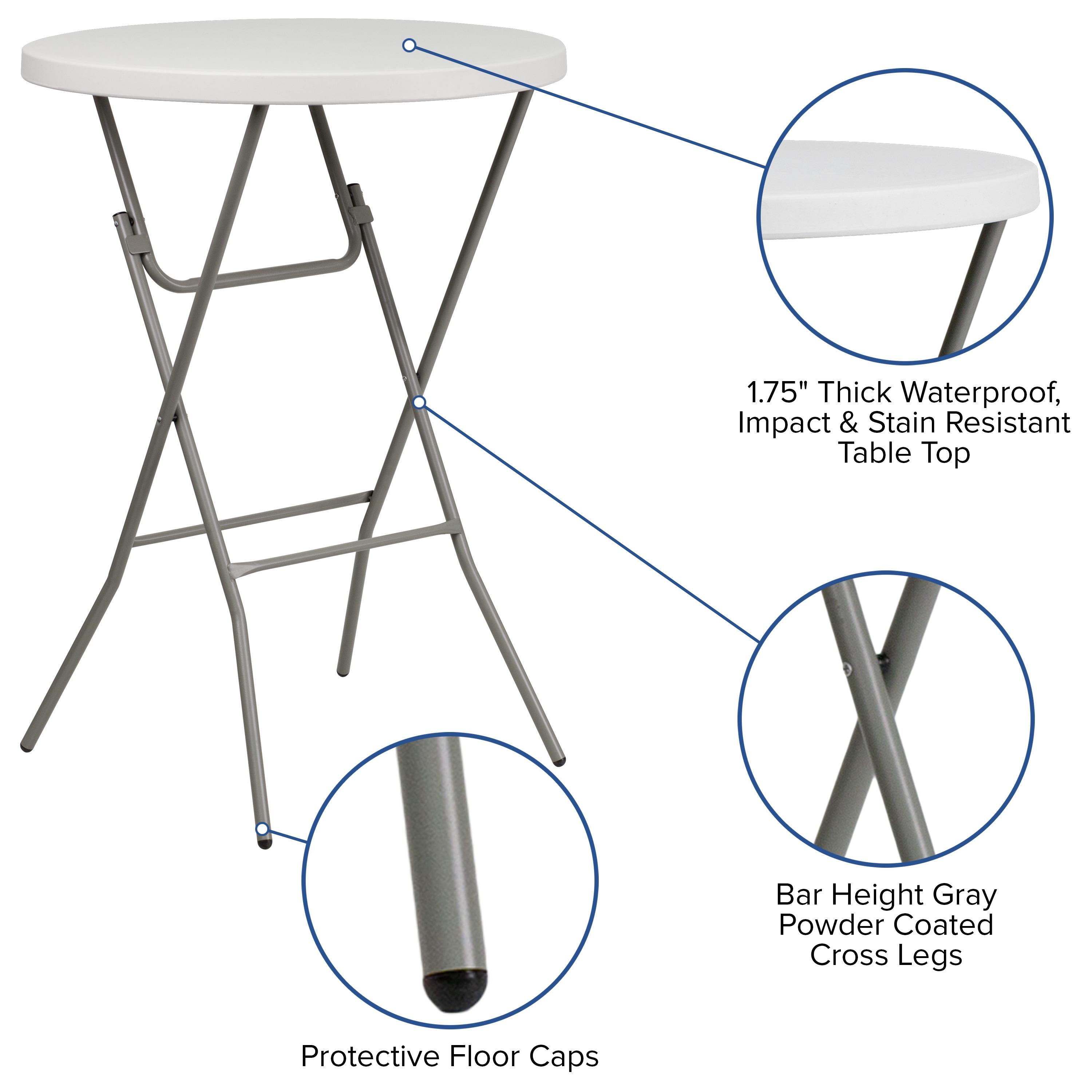 Flash Furniture Parker Round Plastic Bar Height Folding Event Table
