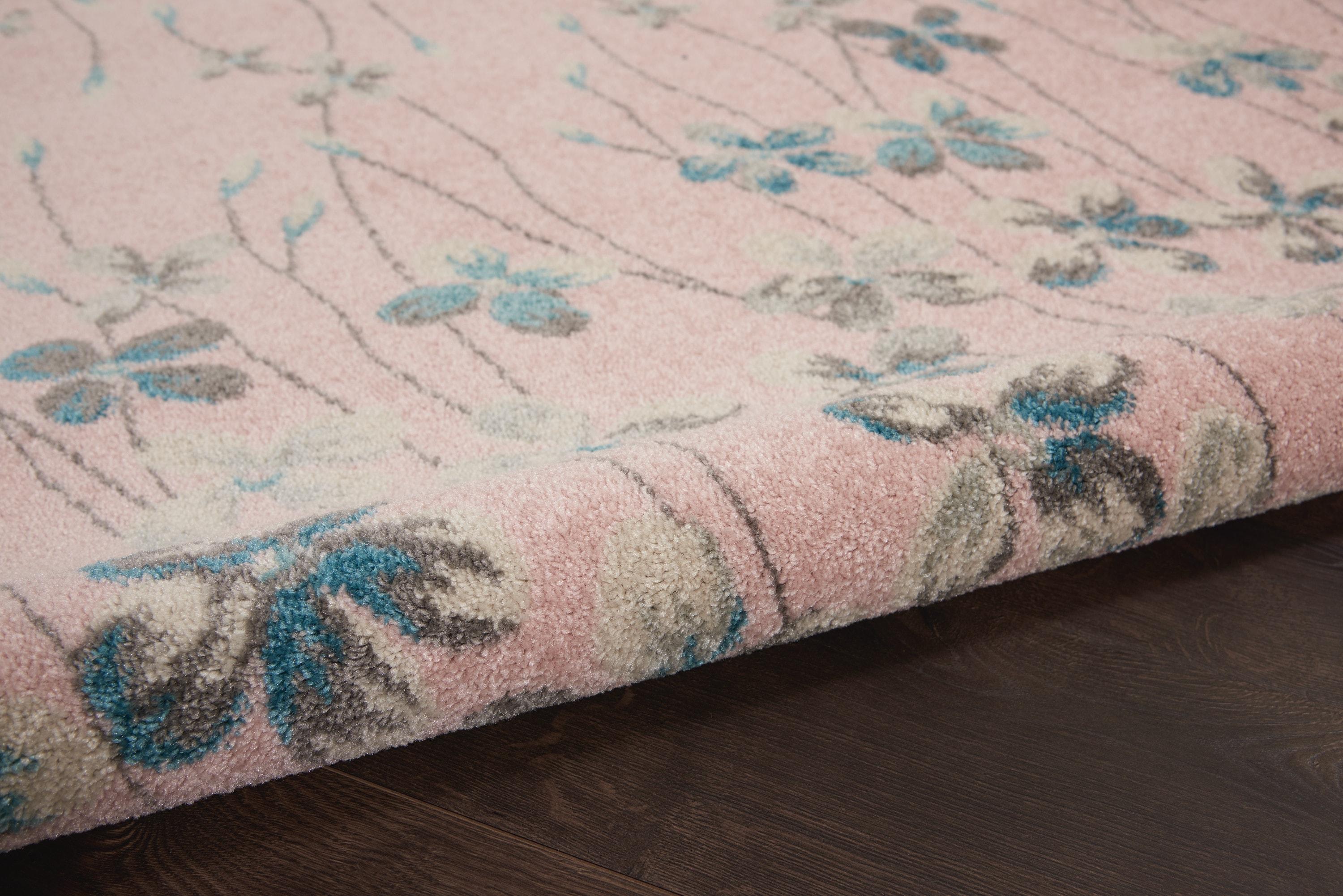 Nourison Tranquil 6' X 9' Pink Area Rug Bohemian Botanical Vine and Bloom by Nourison