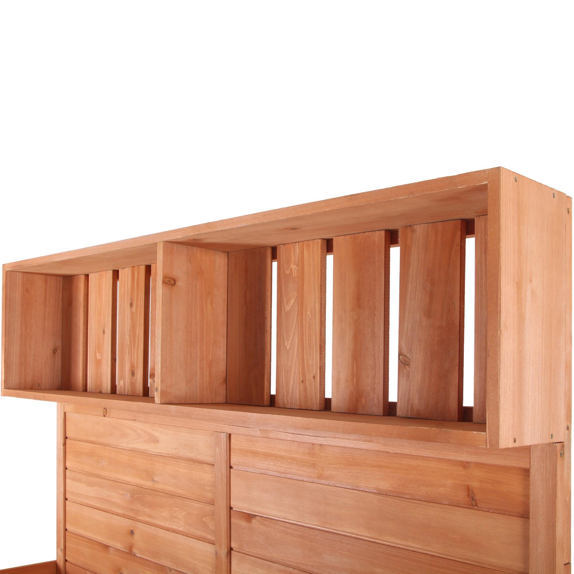 Wooden Potting Bench, 65" Large Wooden Farmhouse Rustic Outdoor Potting Bench Table, Patio Workstation, Garden Potting Bench with 4 Storage Shelves, Splash Plate & 3 Side Hooks, Natural