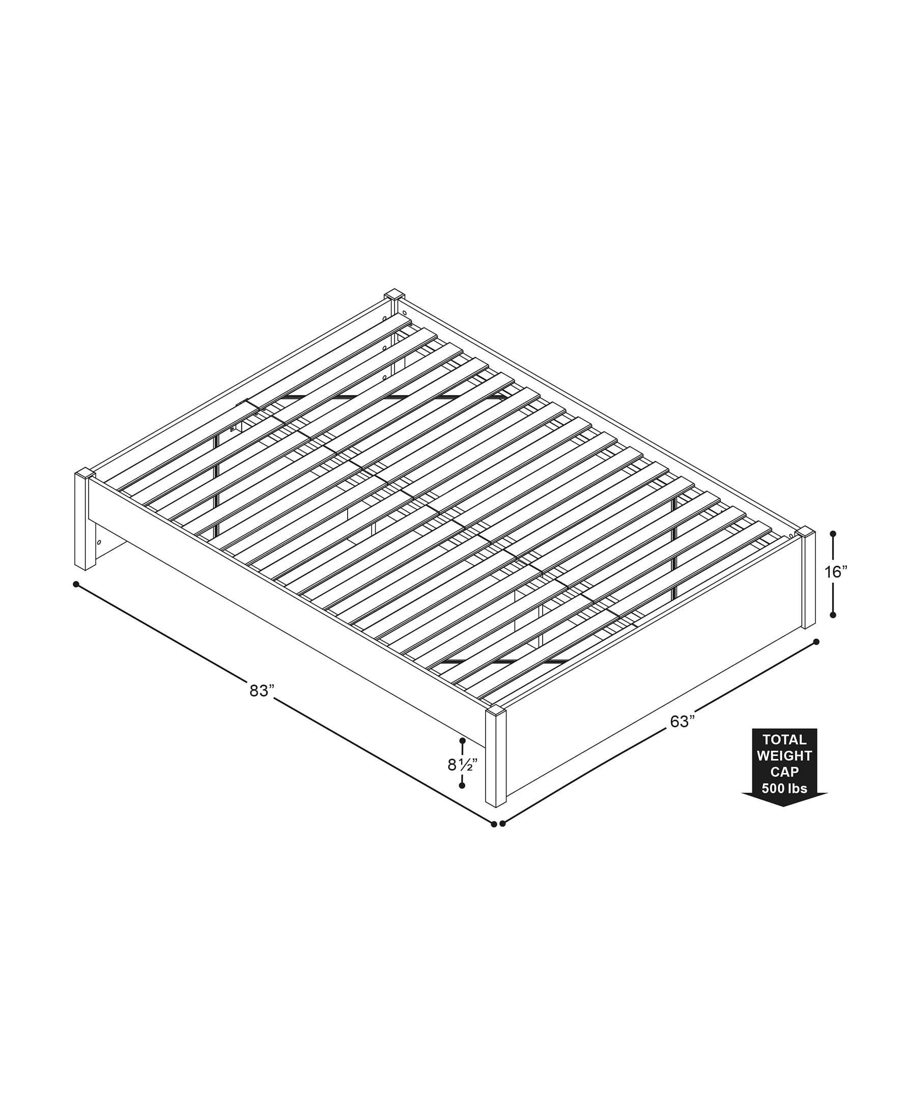 Queen 4 Post Platform Bed Drifted Gray - Prepac: Sleek Storage, No Box Spring Required