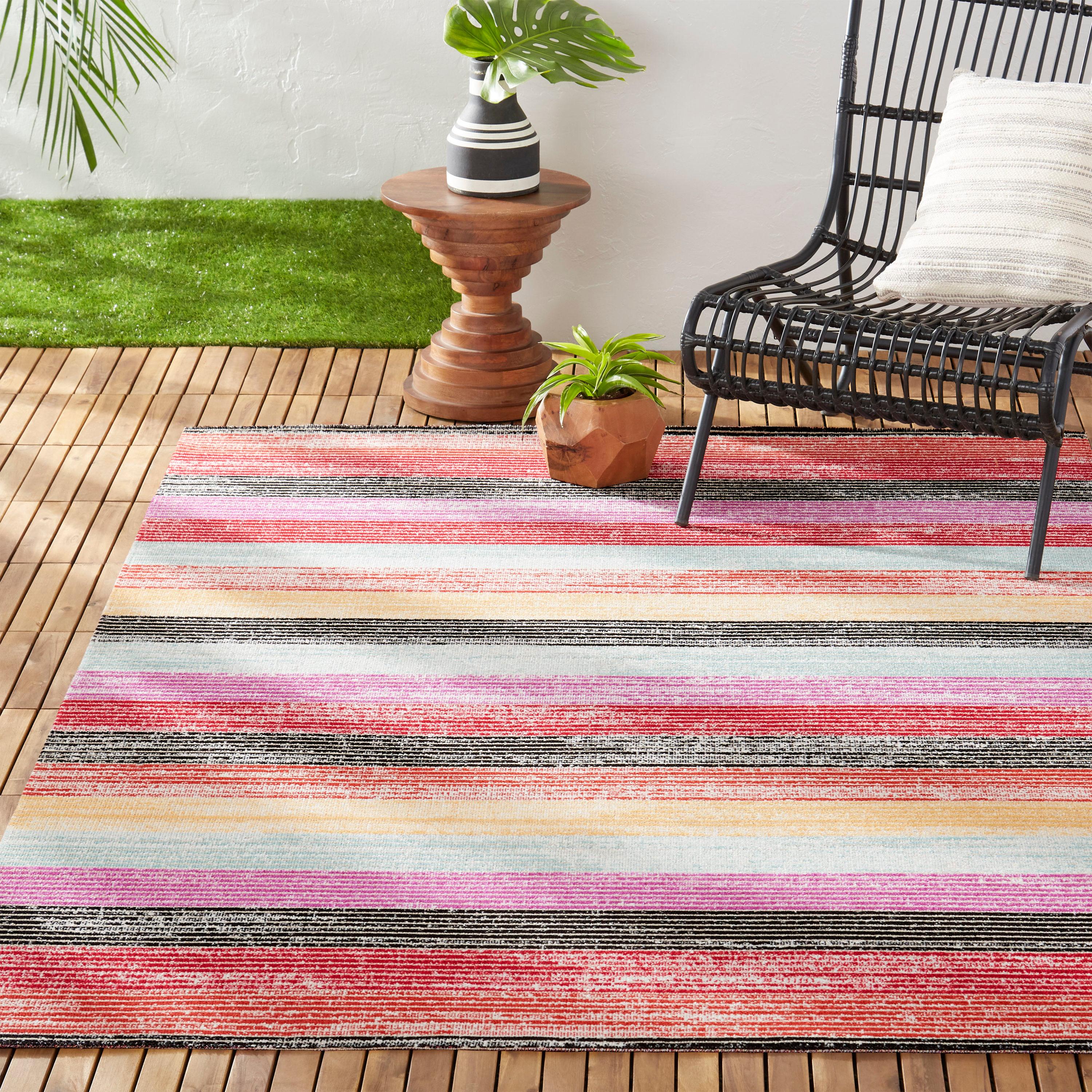 Nicole Miller New York Patio Sofia Estelle Contemporary Striped Indoor/Outdoor Area Rug