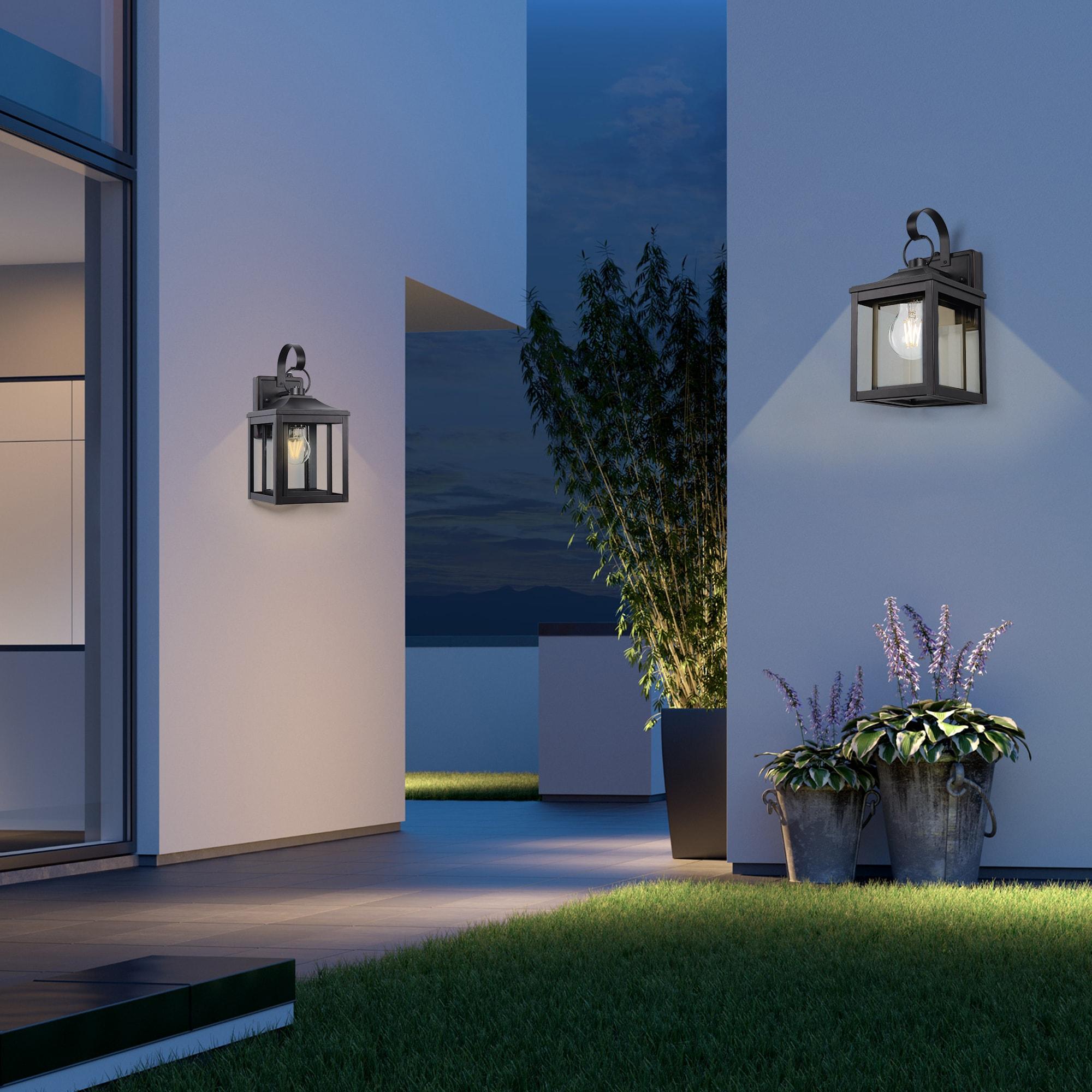 LamQee 1-Light 13"H Aluminum Outdoor Wall Lantern with Dusk to Dawn