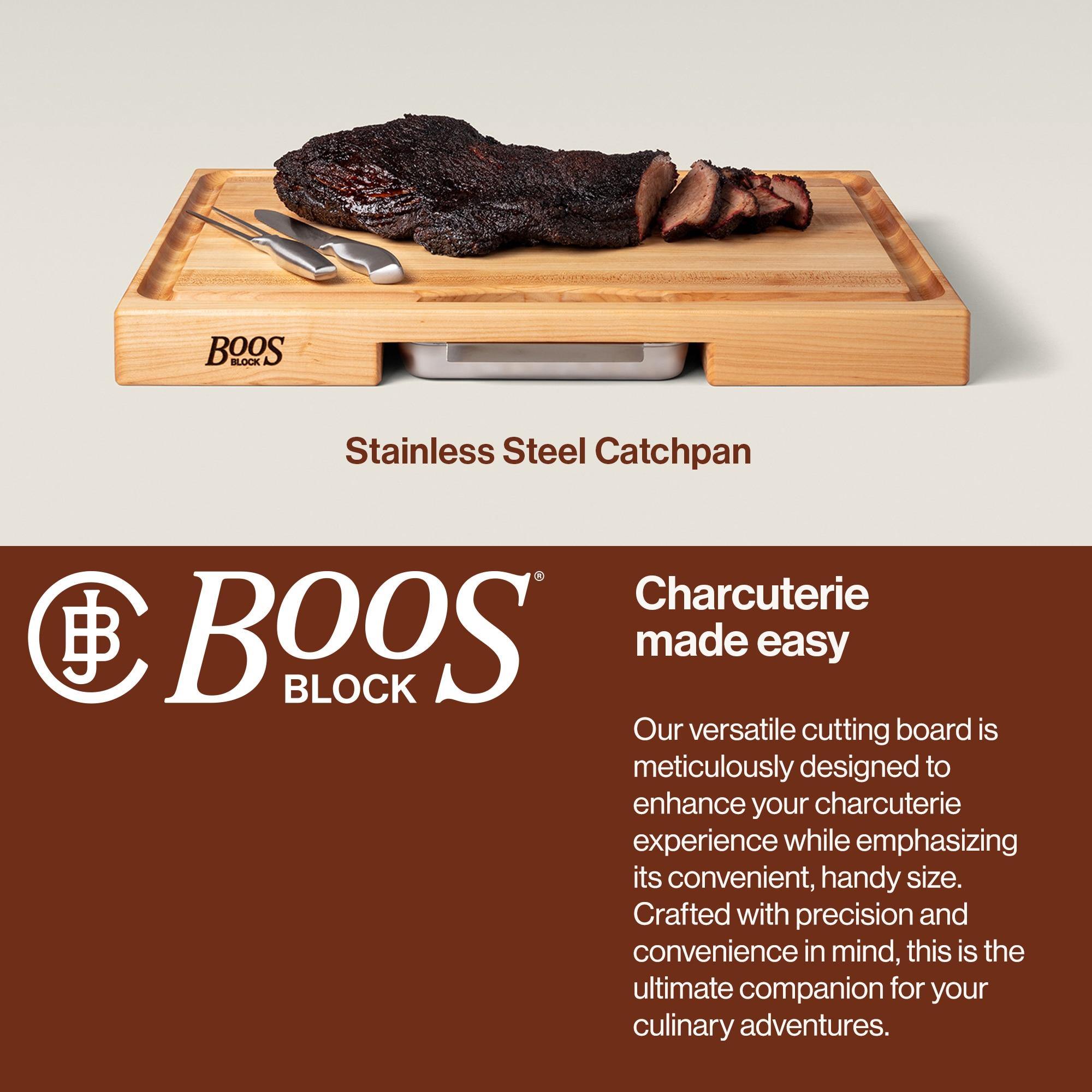 John Boos Boos Block Newton Prep Master Reversible Wood Cutting Board with Juice Groove and Pan, 2.25-Inch Thickness, 24" x 18" x 2 1/4", Maple