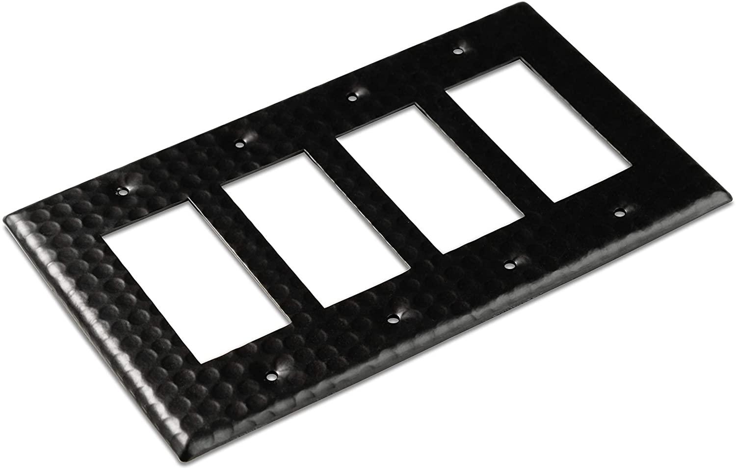 Monarch Abode Hand Hammered 4-Gang Rocker Light Switch Standard Wall Plate