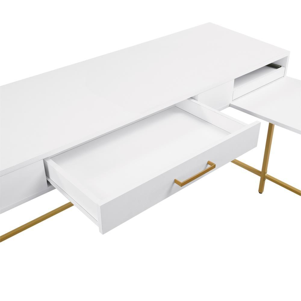 Modern Life L Shaped Desk White - OSP Home Furnishings: Home Office Furniture with All Purpose Drawer