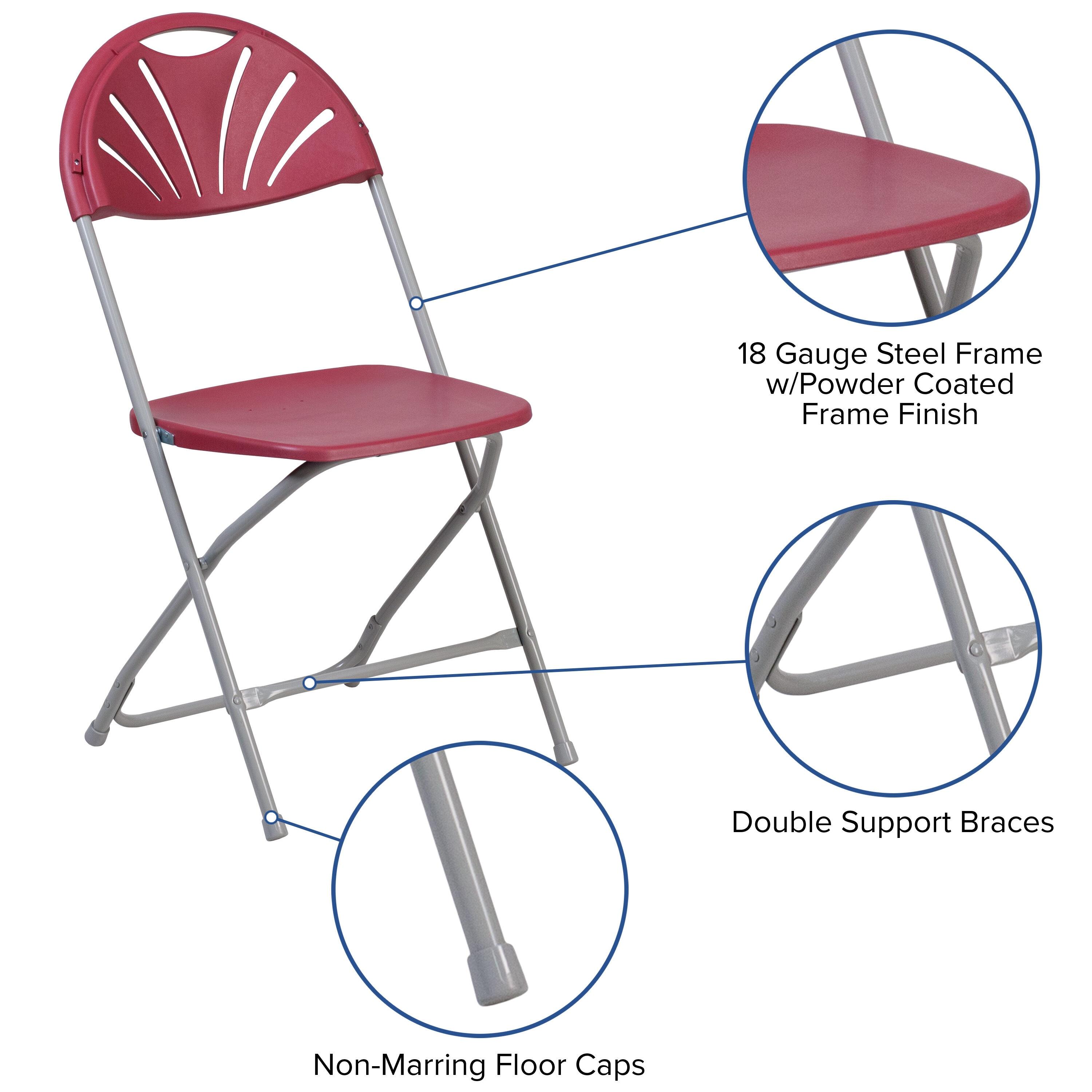 Flash Furniture 2 Pack HERCULES Series 650 lb. Capacity Burgundy Plastic Fan Back Folding Chair