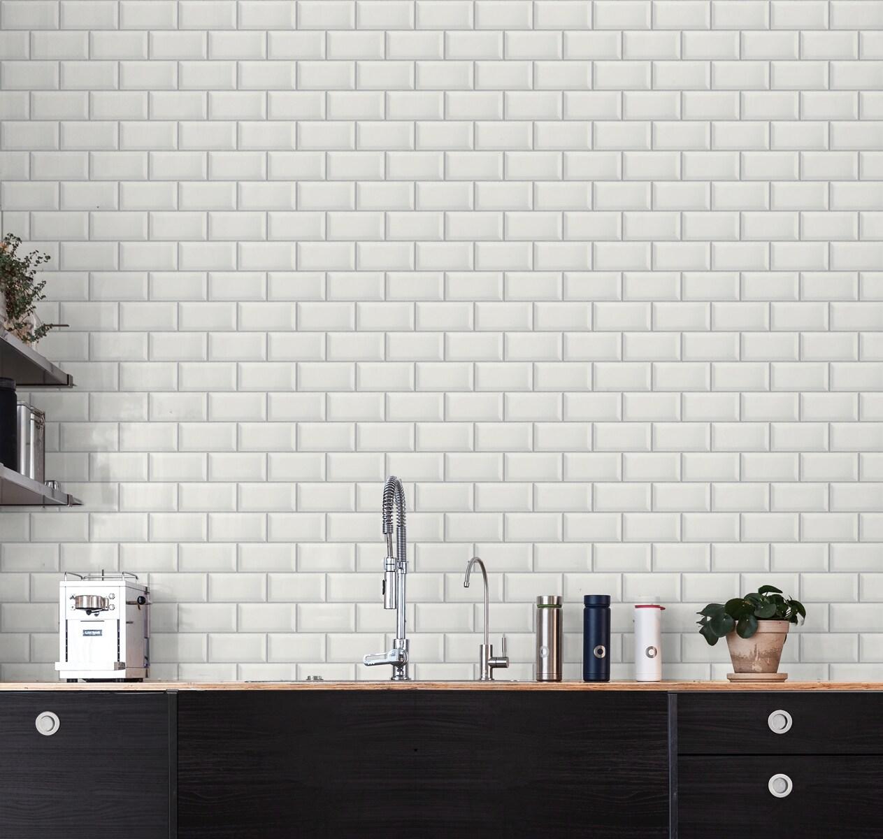 NextWall  Large Subway Tile Peel and Stick Wallpaper - 20.5 in. W x 18 ft. L