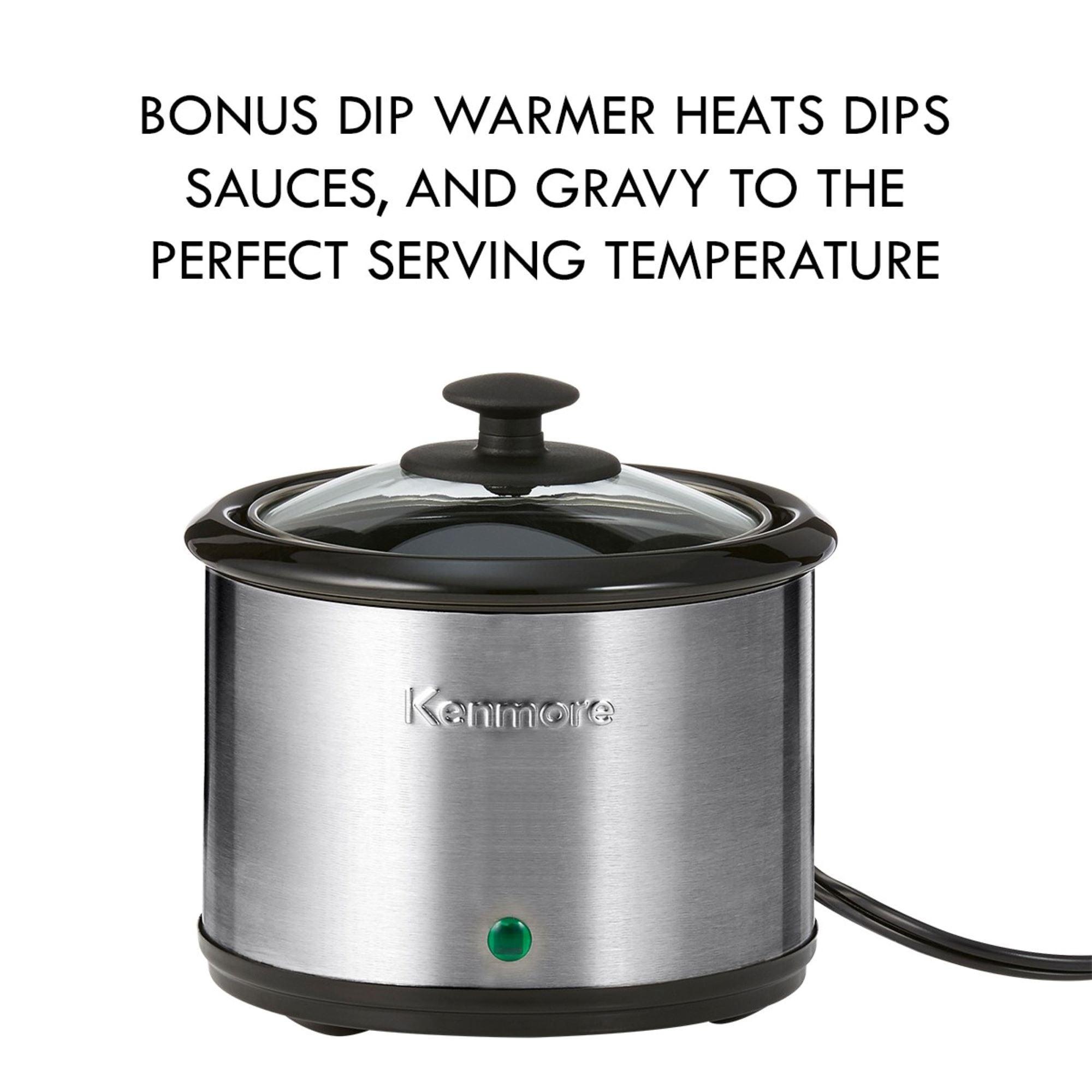 Kenmore Programmable 7 qt (6.6L) Slow Cooker and Dipper, Black Silver