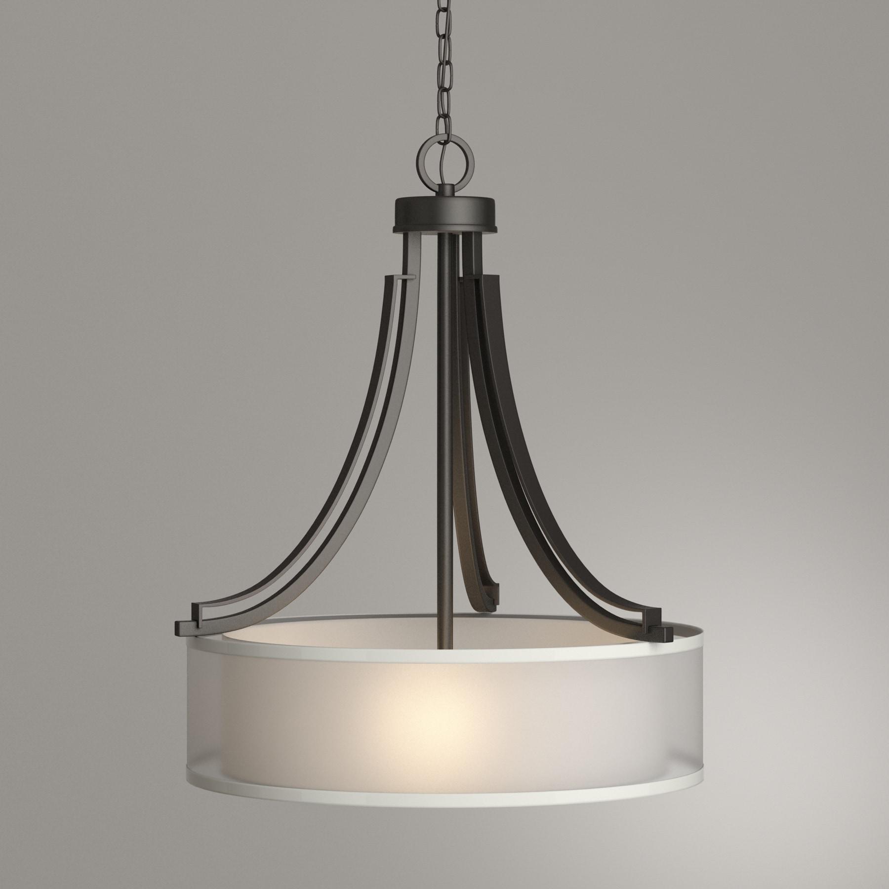 4104-172-Minka Lavery-Parsons Studio - Pendant 3 Light Translucent Sliver Linen in Transitional Style - 23.5 inches tall by 20.5 inches wide-Smoked
