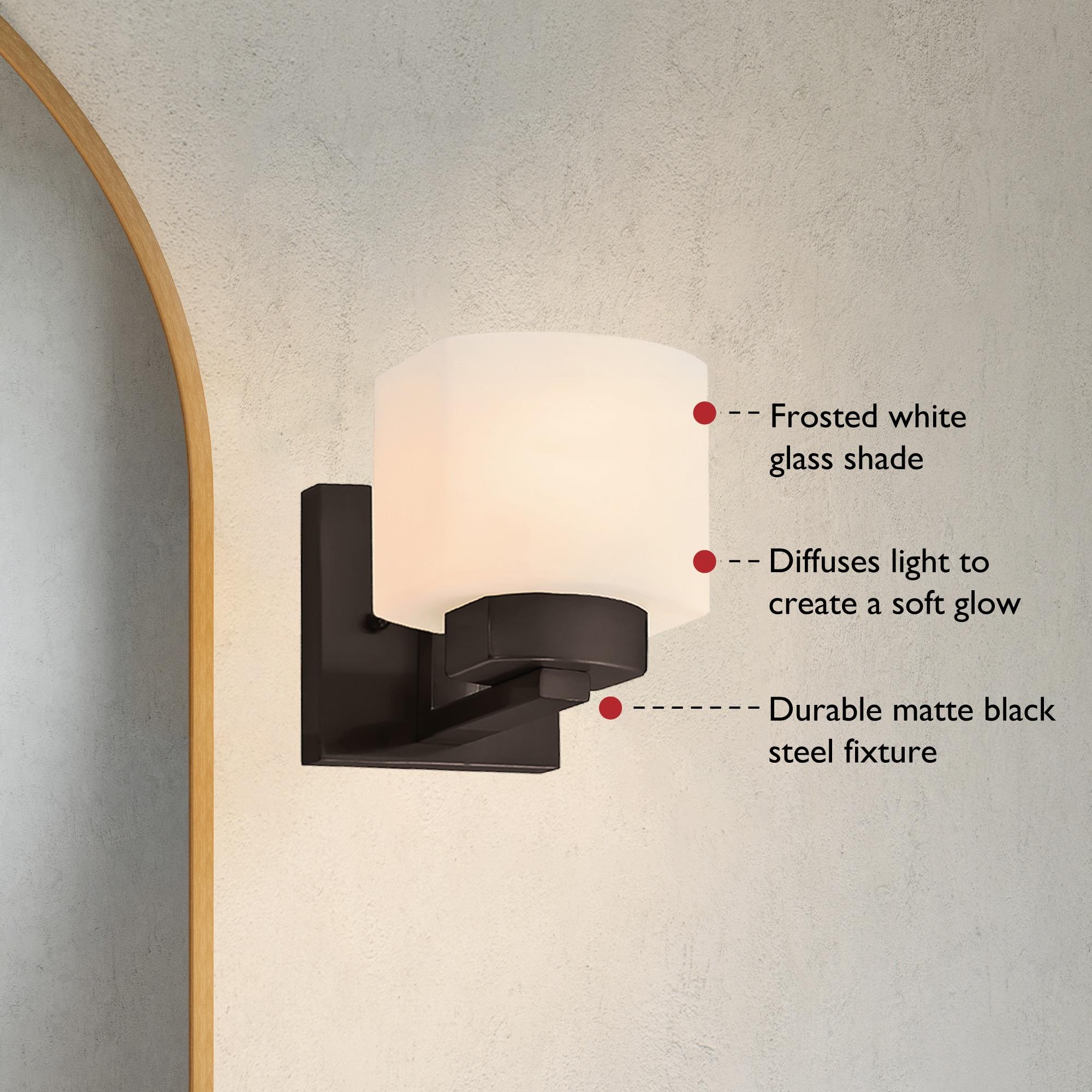 Design House 589481 Dove Creek Wall Light Sconce with Frosted Glass for Hallway, Bathroom, Foyer, Bedroom, Black