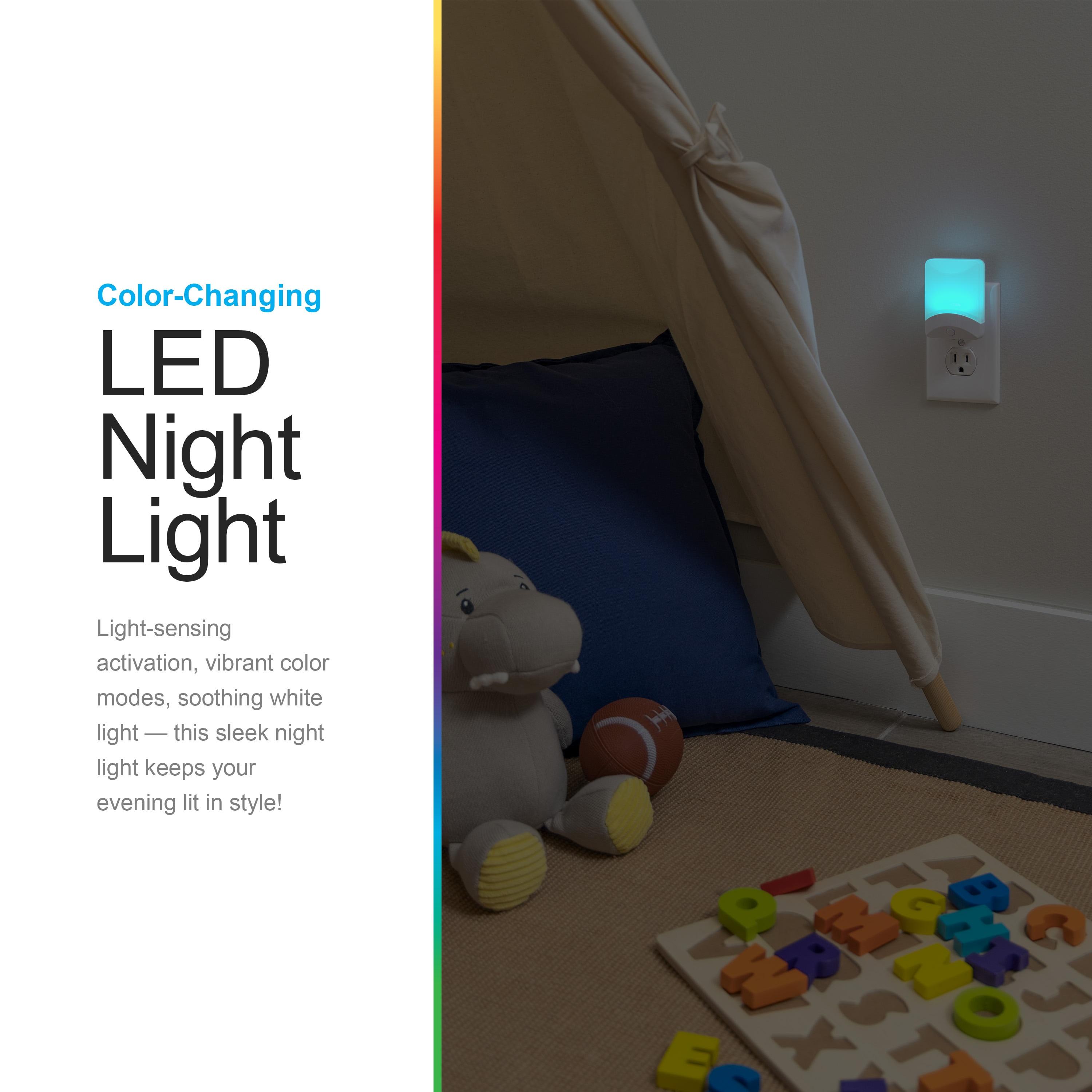 GE Color-Changing LED Night Light, White, 34693