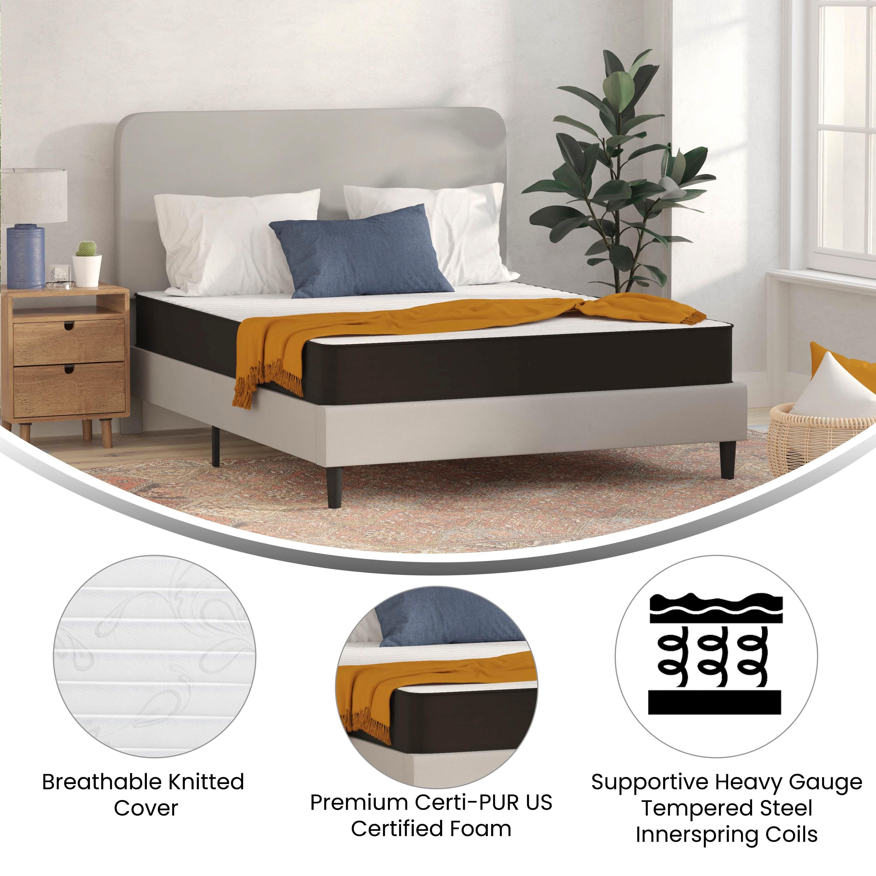 Flash Furniture Capri Comfortable Sleep 8 Inch CertiPUR-US Certified Foam and Innerspring Hybrid Mattress, Queen Mattress in a Box