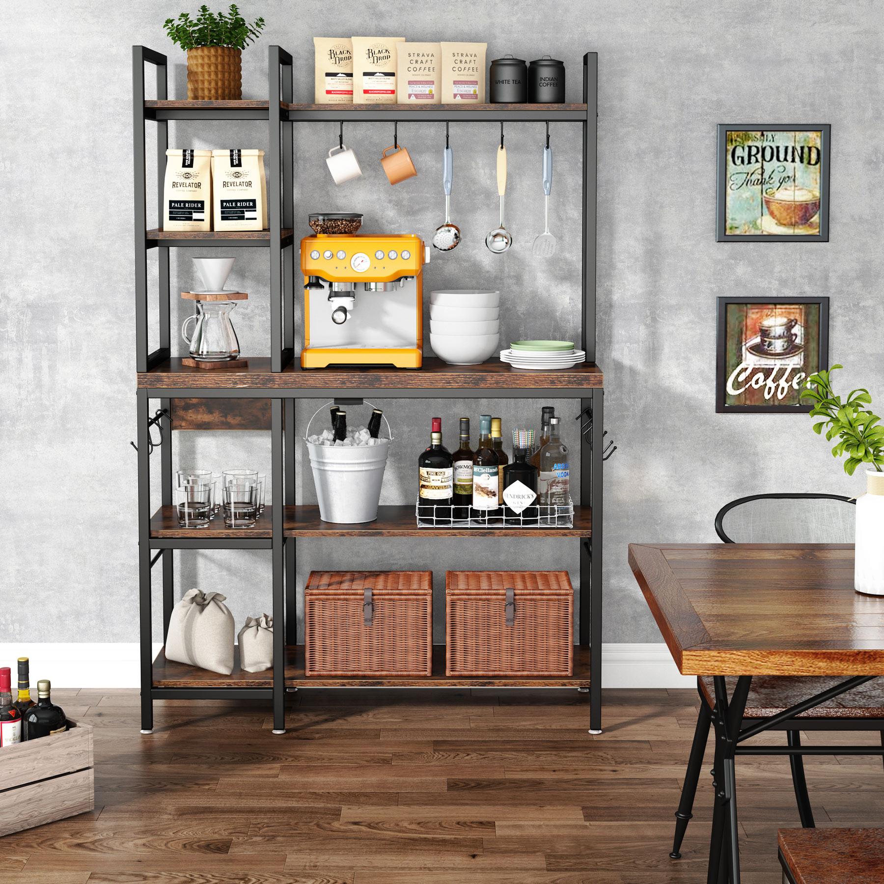 5 tier Bathroom Corner Shelf Storage Tower Cabinet Rustic Brown Vintage Brown