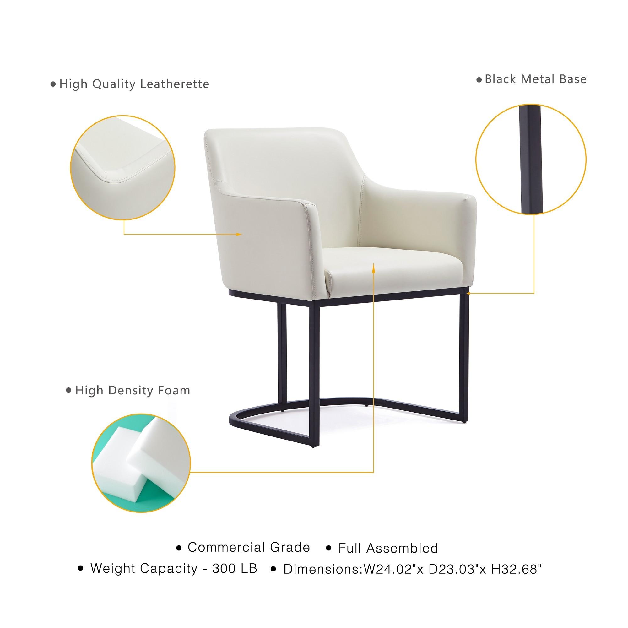 Set of 6 Serena Modern Leatherette Upholstered Dining Chair Set Cream - Manhattan Comfort: No Assembly, Steel Legs