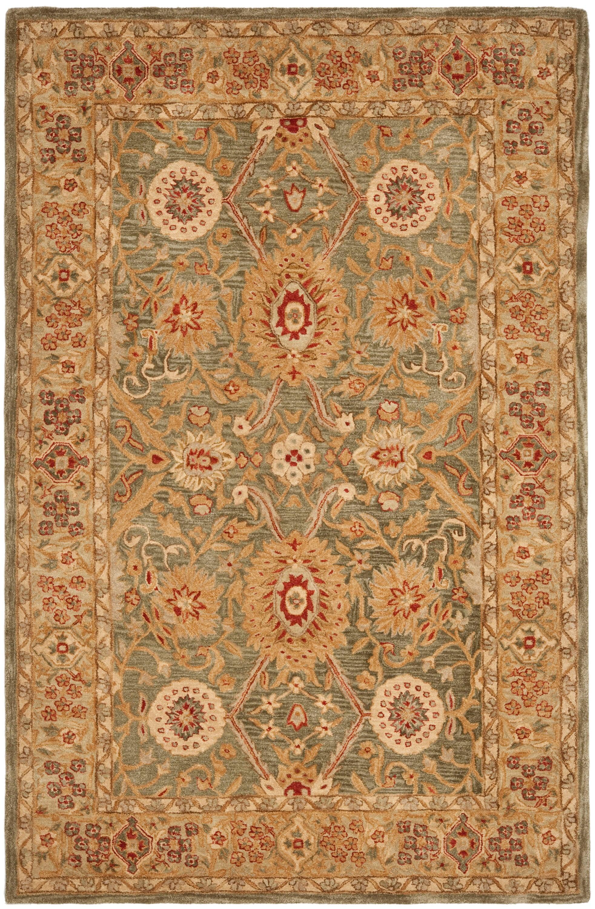 SAFAVIEH Anatolia Trinity Traditional Wool Area Rug, Sage/Ivory, 6' x 9'