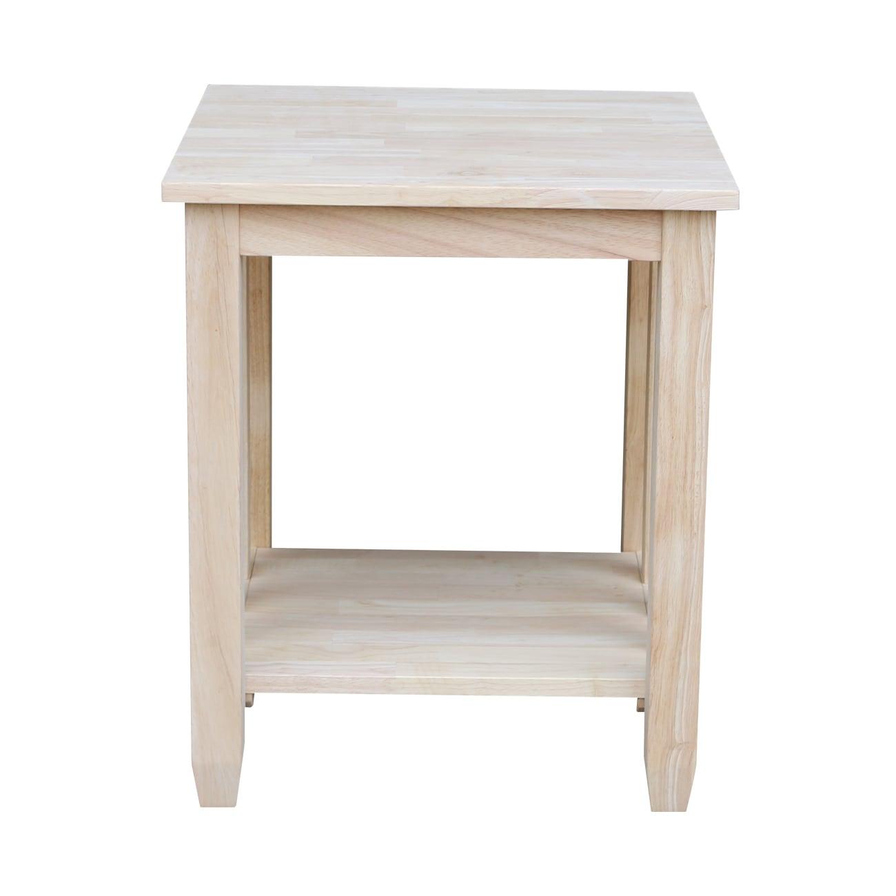 International Concepts Mission Tall End Table: Hardwood Frame, Square Shape, 25" Height, Shelf Storage