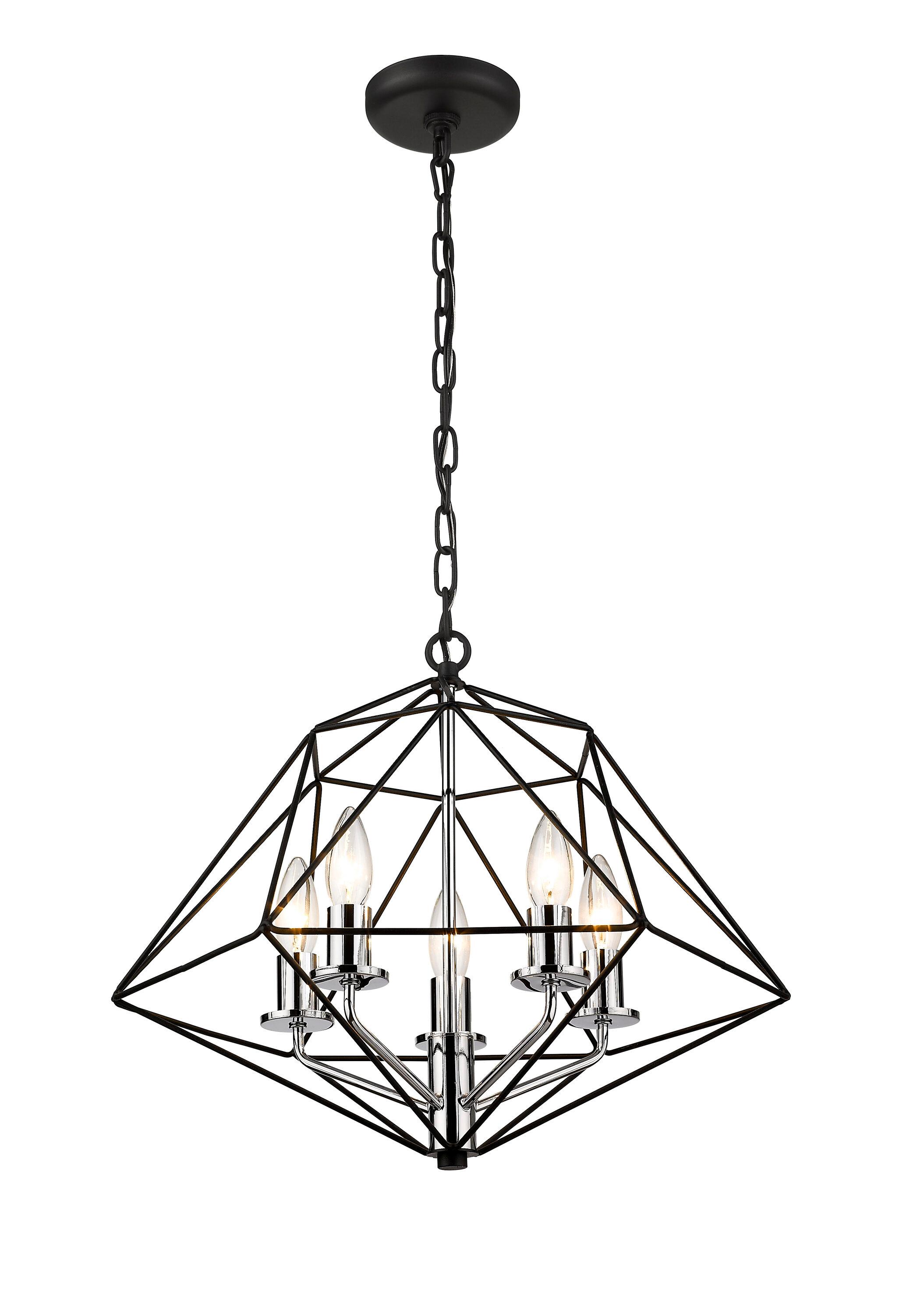Z-Lite Geo 3 - Light Chandelier in  Matte Black/Chrome