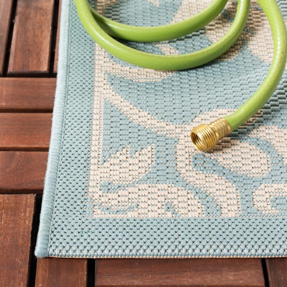 Courtyard CY6132 Power Loomed Indoor/Outdoor Area Rug - Aqua/Cream - 8'x11' - Safavieh.