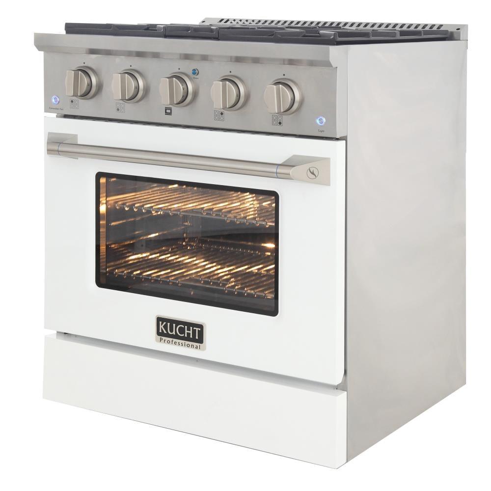 Kucht Professional 30" Modern Stainless Steel Natural Gas Range in White/Silver