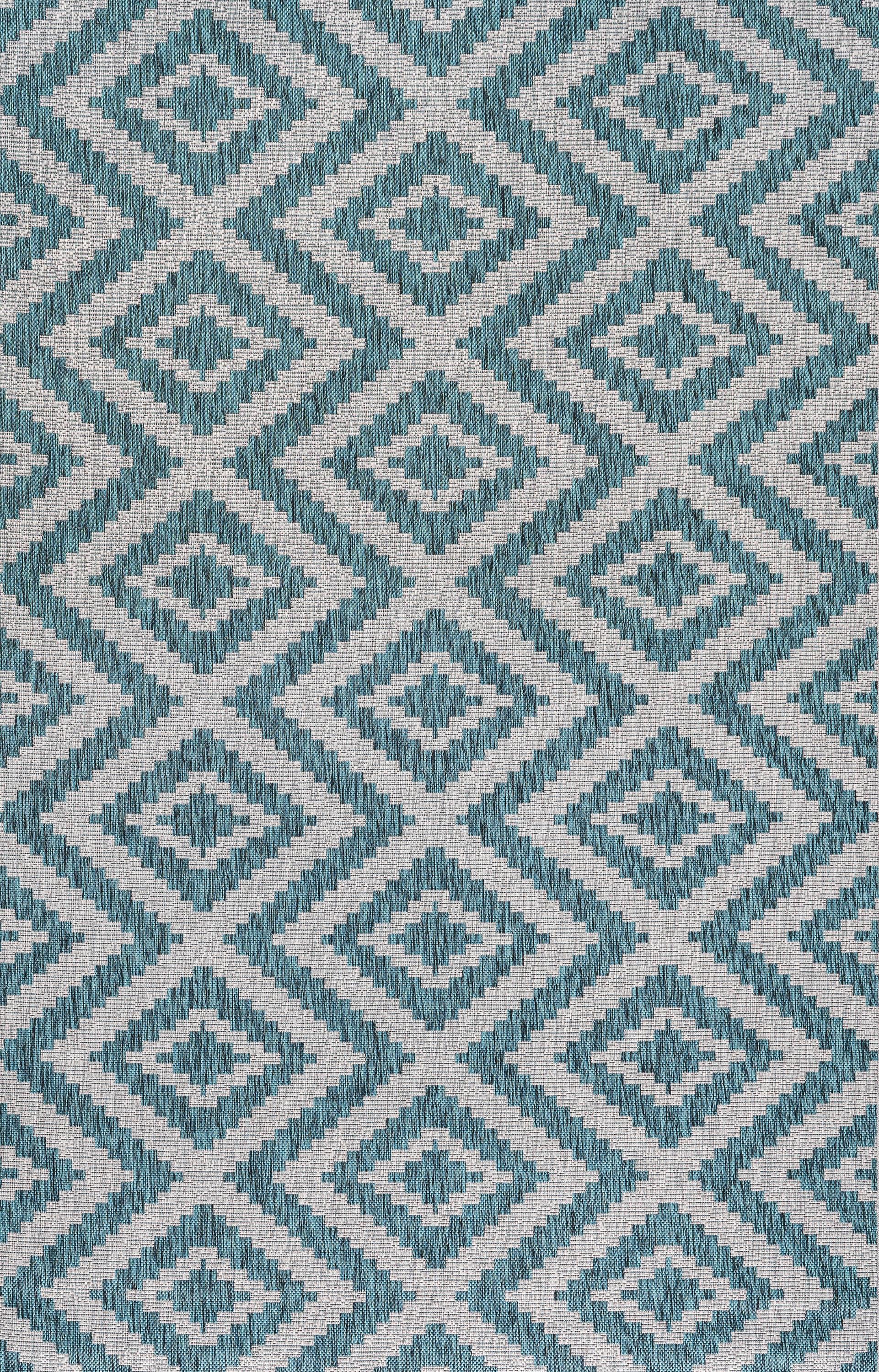 3'x5' Sintra Diamond Indoor/Outdoor Area Rug, Blue/Gray - JONATHAN Y
