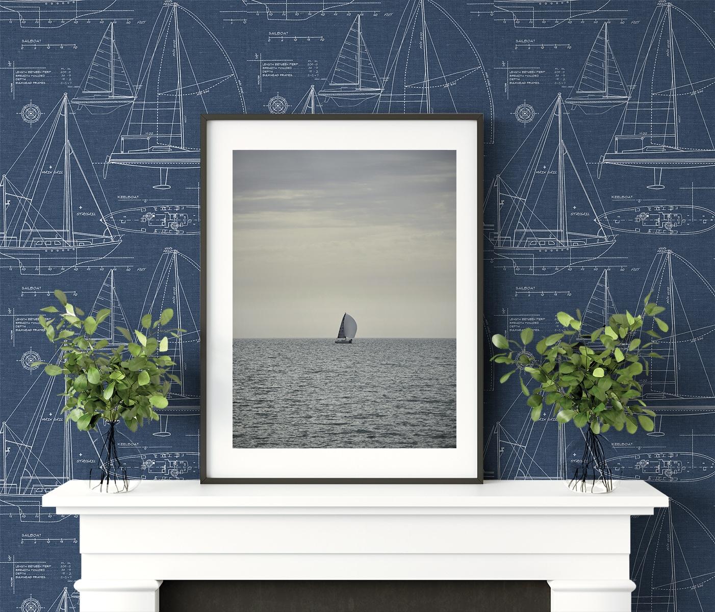 NextWall Navy Blue Yacht Club Peel and Stick Wallpaper