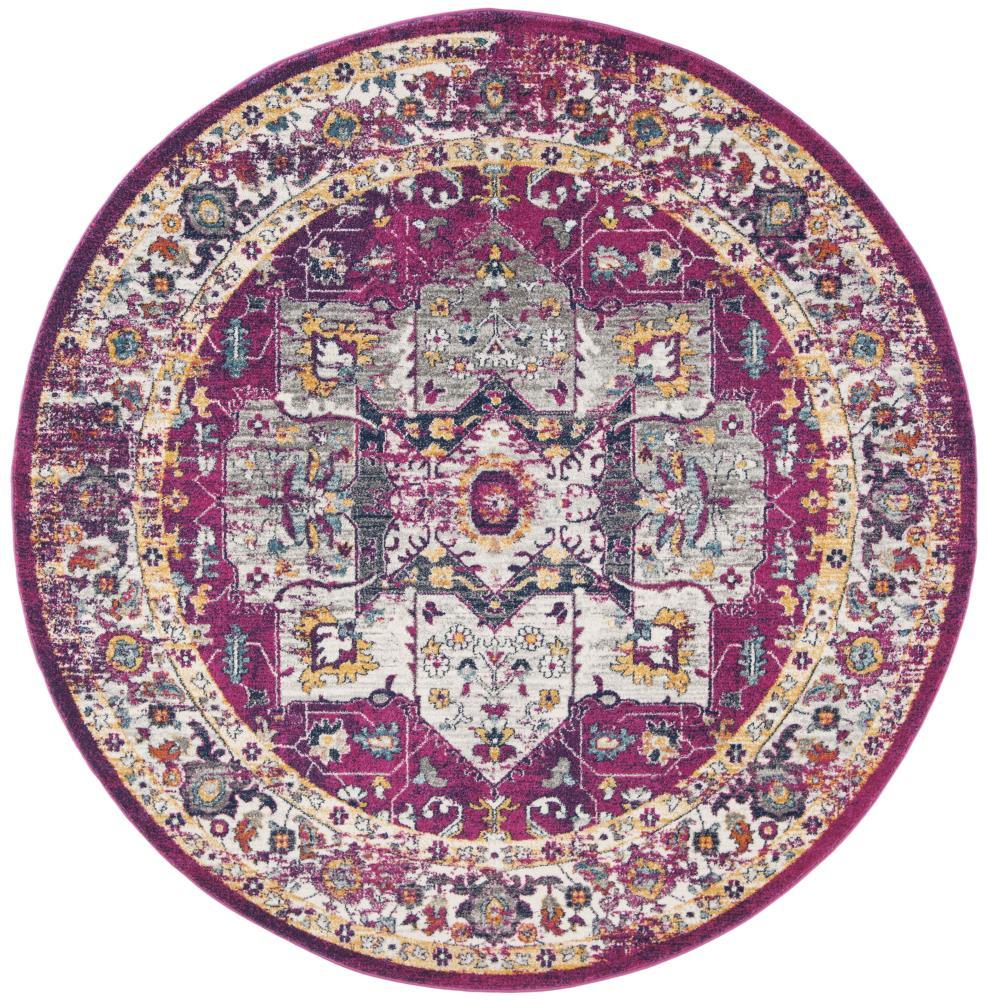 Evoke EVK275 Power Loomed Indoor Area Rug - Fuchsia/Ivory - 6'7" Round - Safavieh