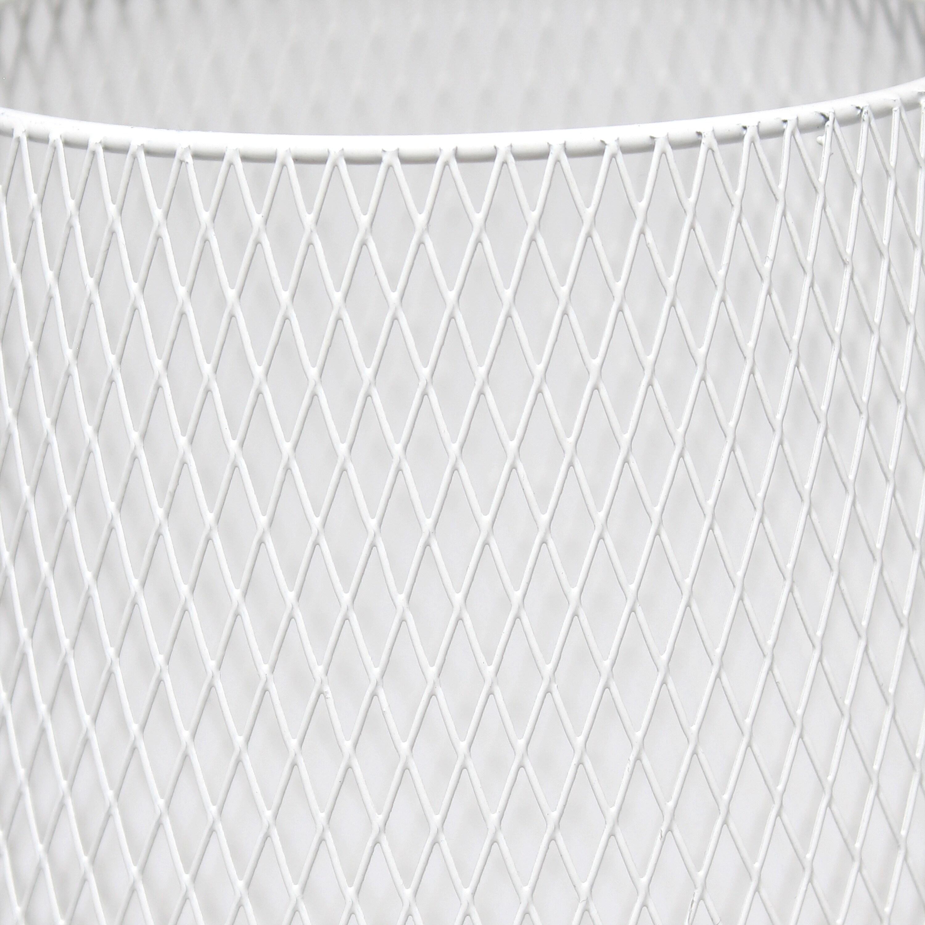 Simple Designs Wired Mesh Uplight Table Lamp White: Modern Cylinder Shade, ETL Listed, No Assembly Required