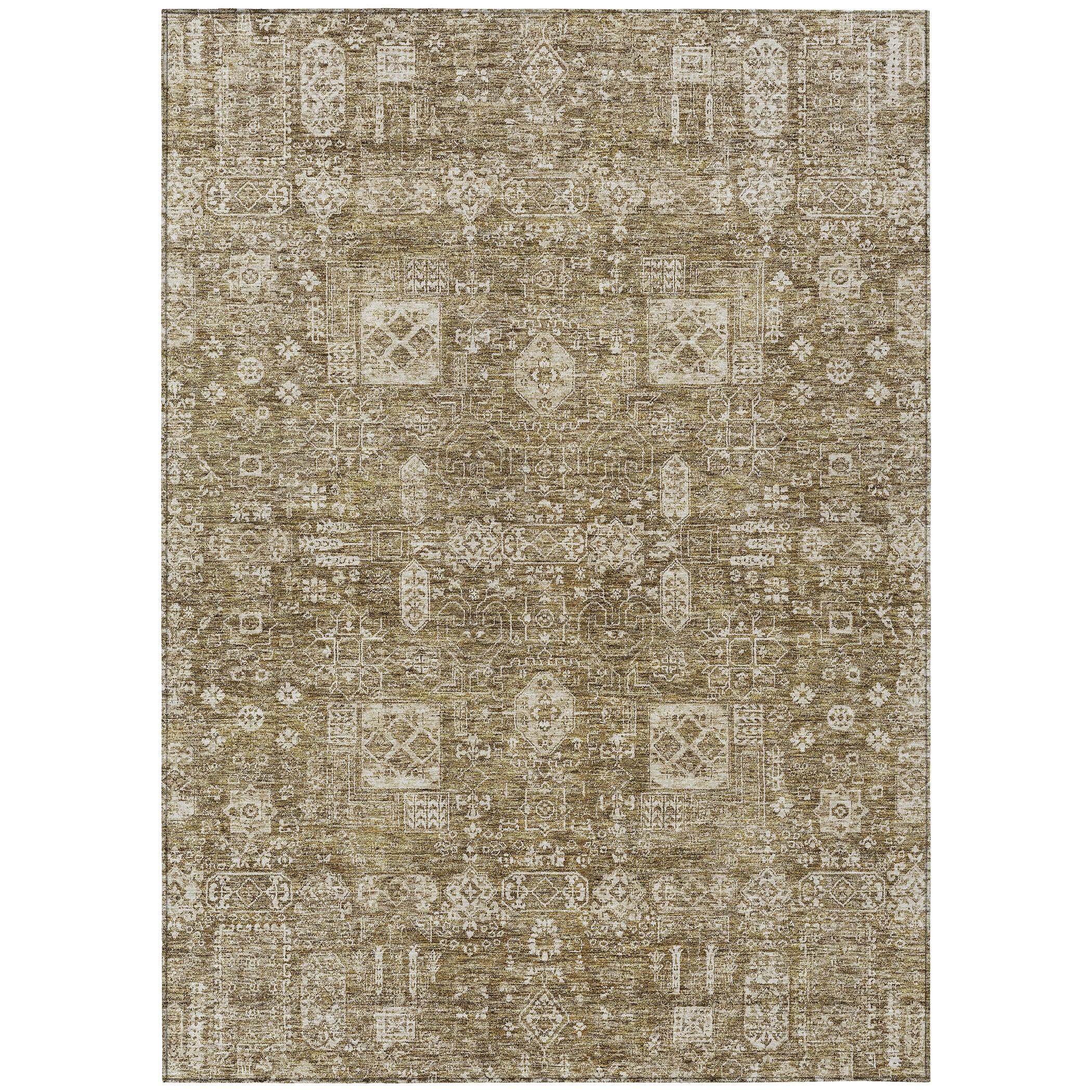 Brown Synthetic Flat Woven Washable Rectangular Rug 3' x 5'