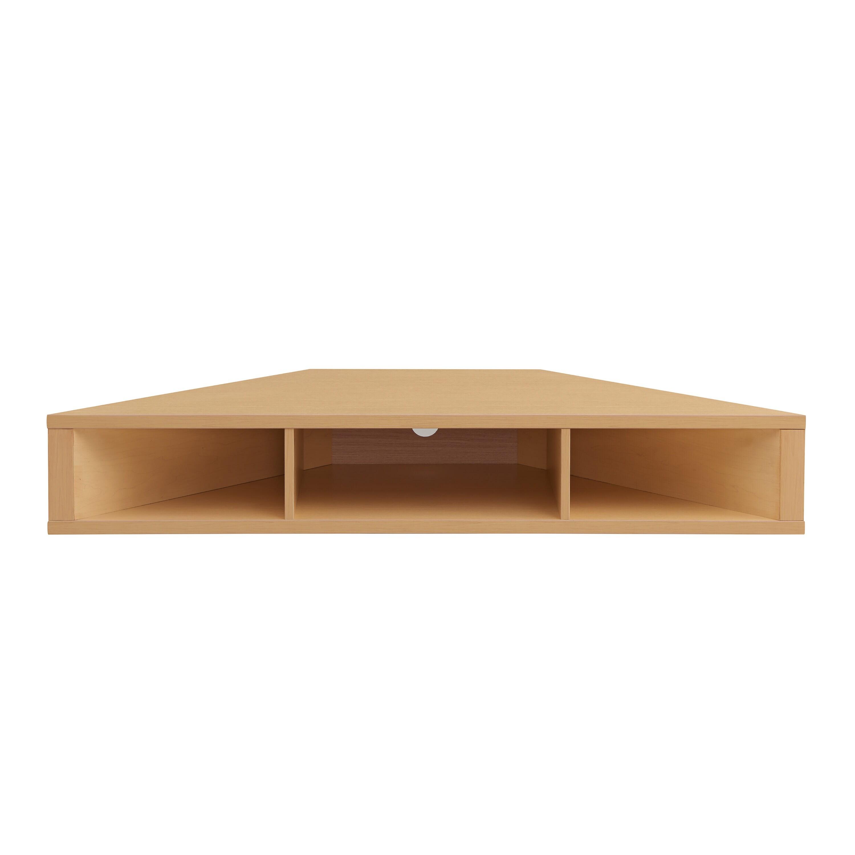 24/7 Shop At Home Tybo Open Shelves Corner Floating Console Fits TV Stand for TVs up to 50" Gingko Maple