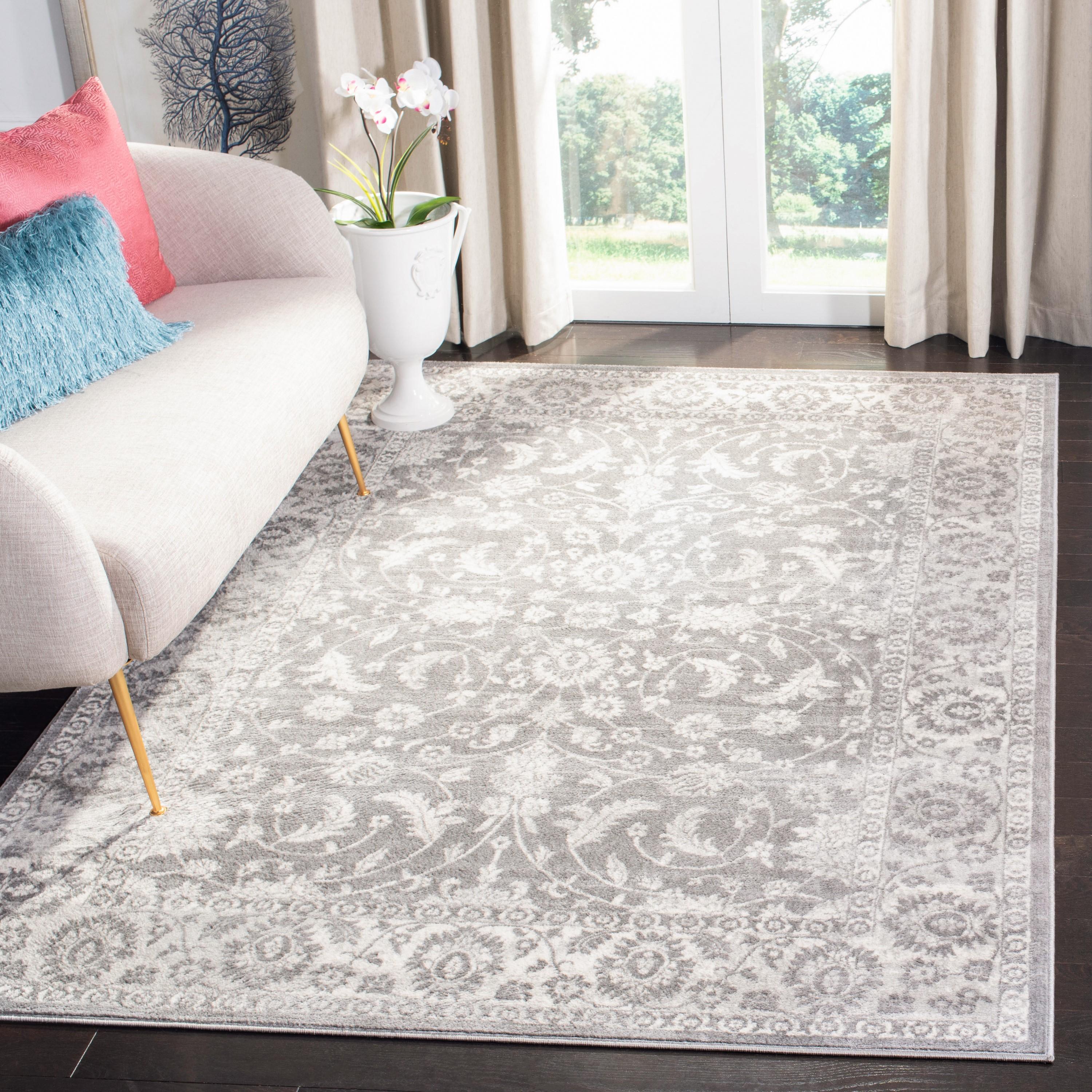 Brentwood BNT844 Power Loomed Area Rug - Cream/Grey - 3' X 3' Square - Safavieh.