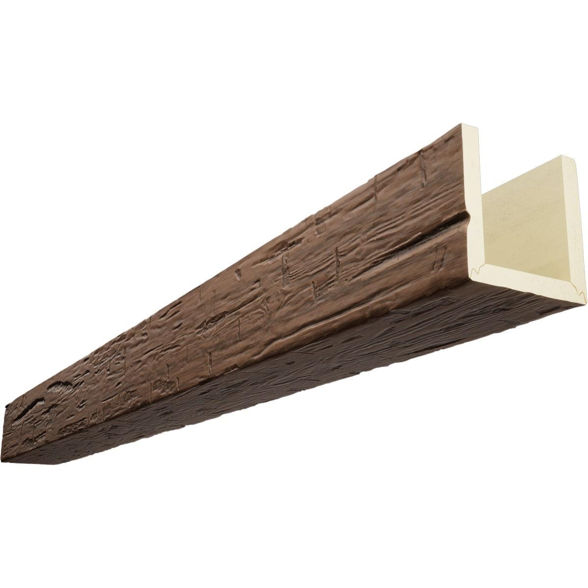 6 in. x 4 in. x 12 ft. 3-Sided (U-Beam) Hand Hewn Premium Aged Faux Wood Ceiling Beam