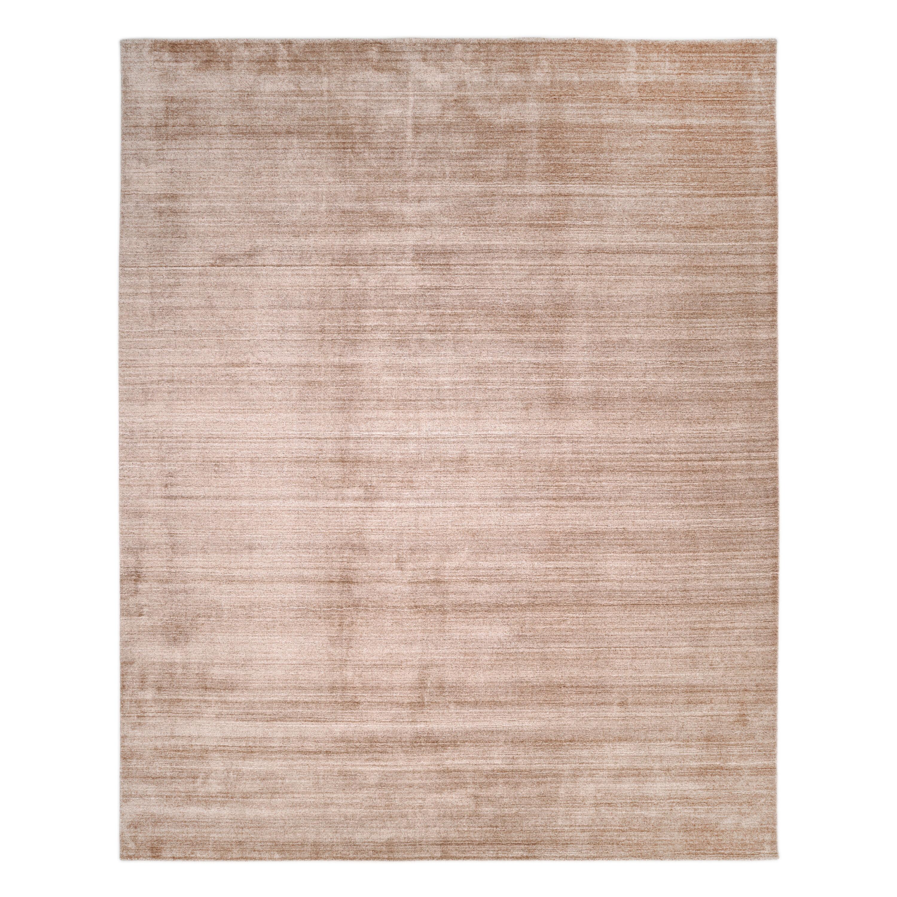 Caramel Stripe Hand-Knotted Wool Blend 8' x 10' Area Rug