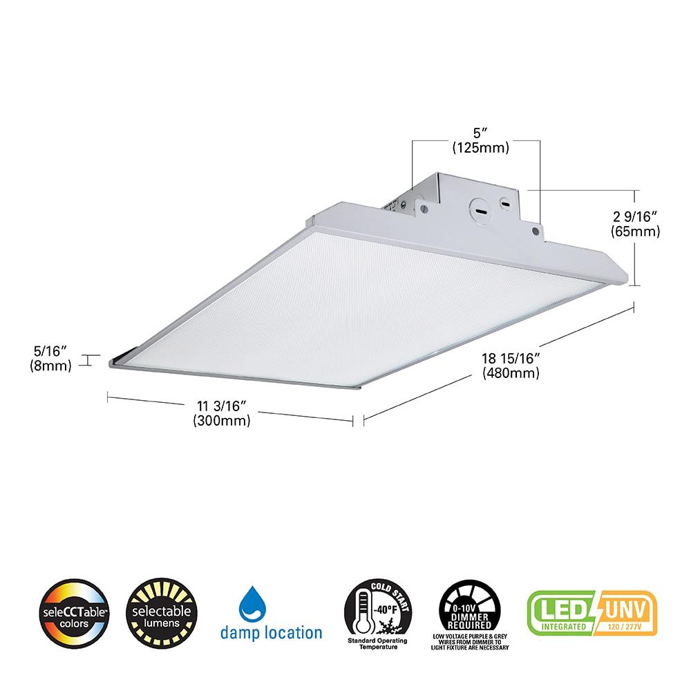 Metalux 14.17-in x 10.23-in 1 -Light 23984 -Lumen Adjustable Lumens 5000-K Switchable white LED High Bay Light