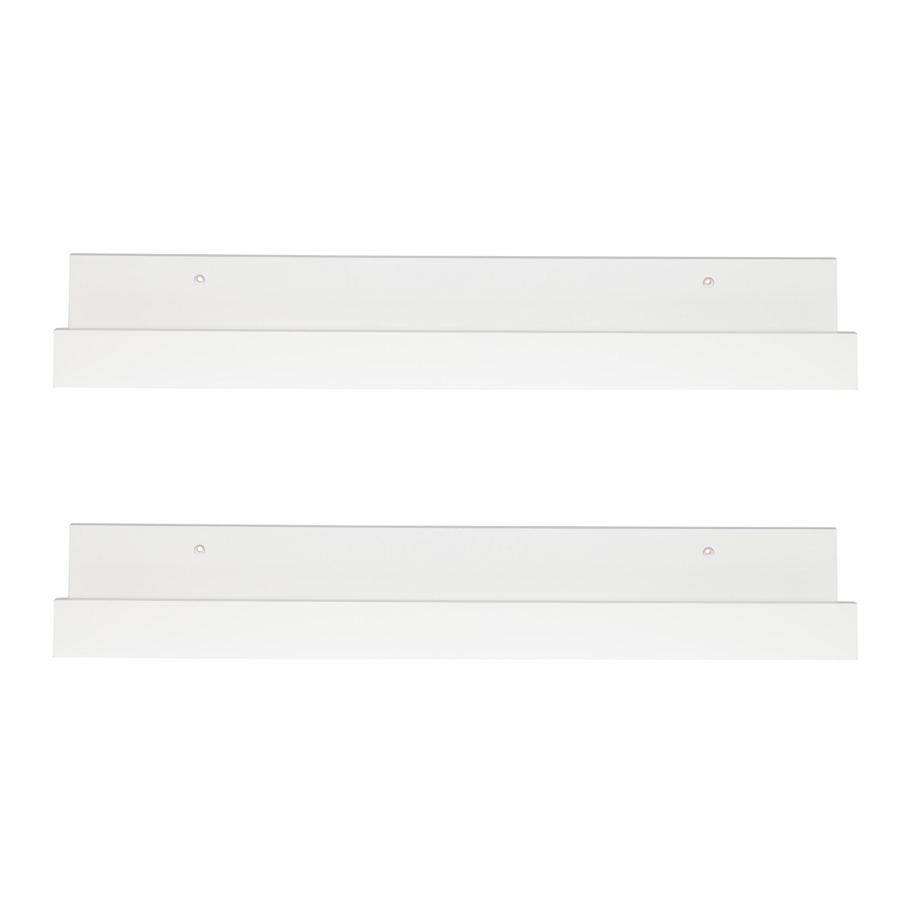 Kate and Laurel Rectangle Floating Shelves, 25.21" x 5.81", White