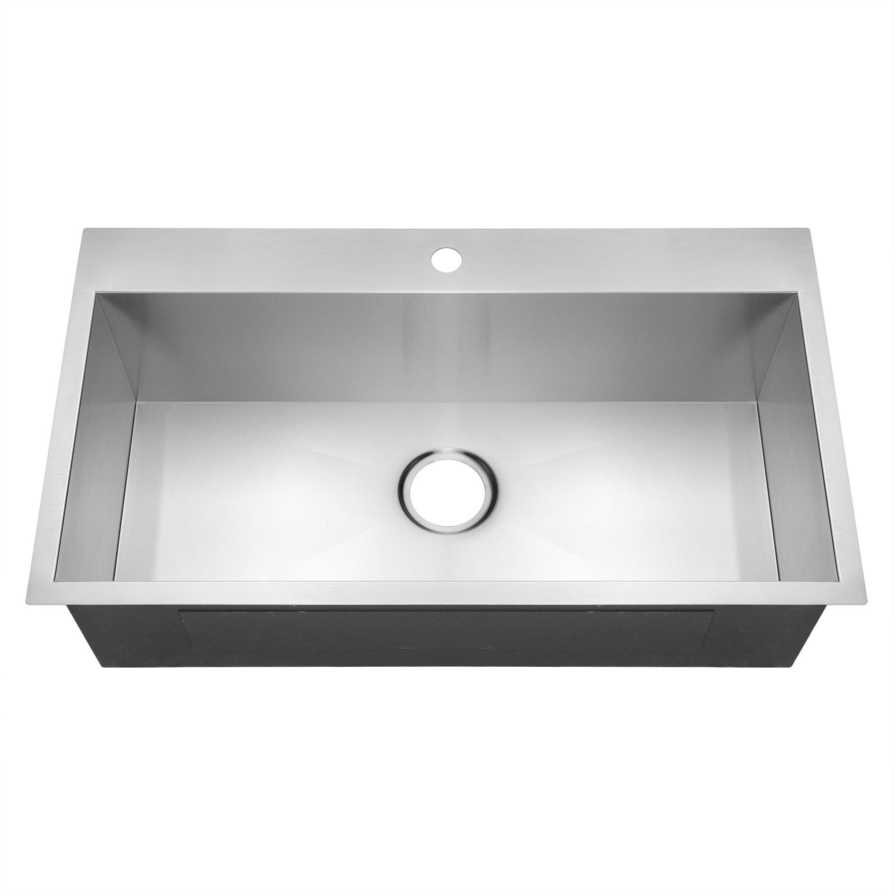 Drop-In 33-in x 22-in Brushed Stainless Steel Single Bowl 1-Hole Kitchen Sink